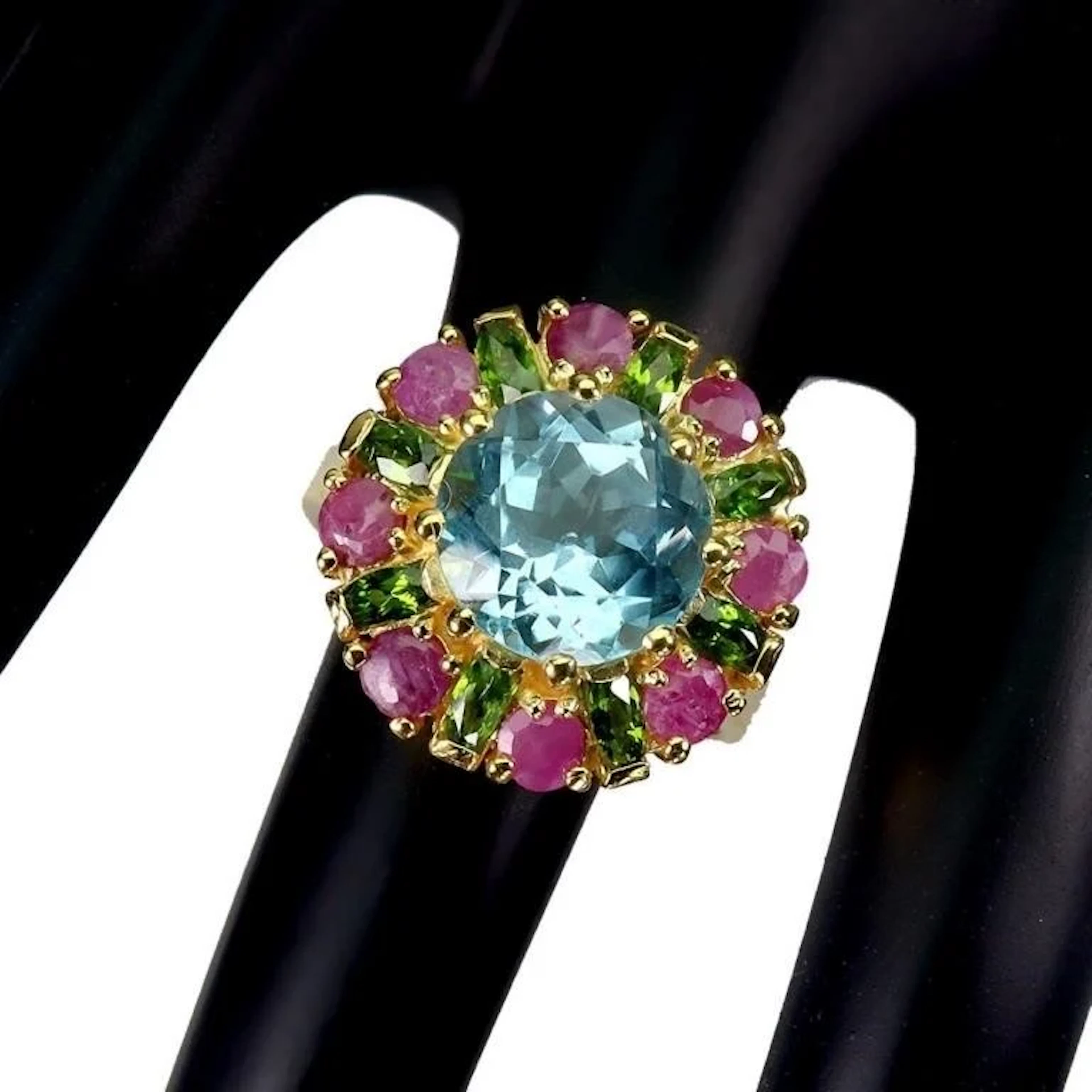 Natural Topaz & Ruby Cocktail Ring