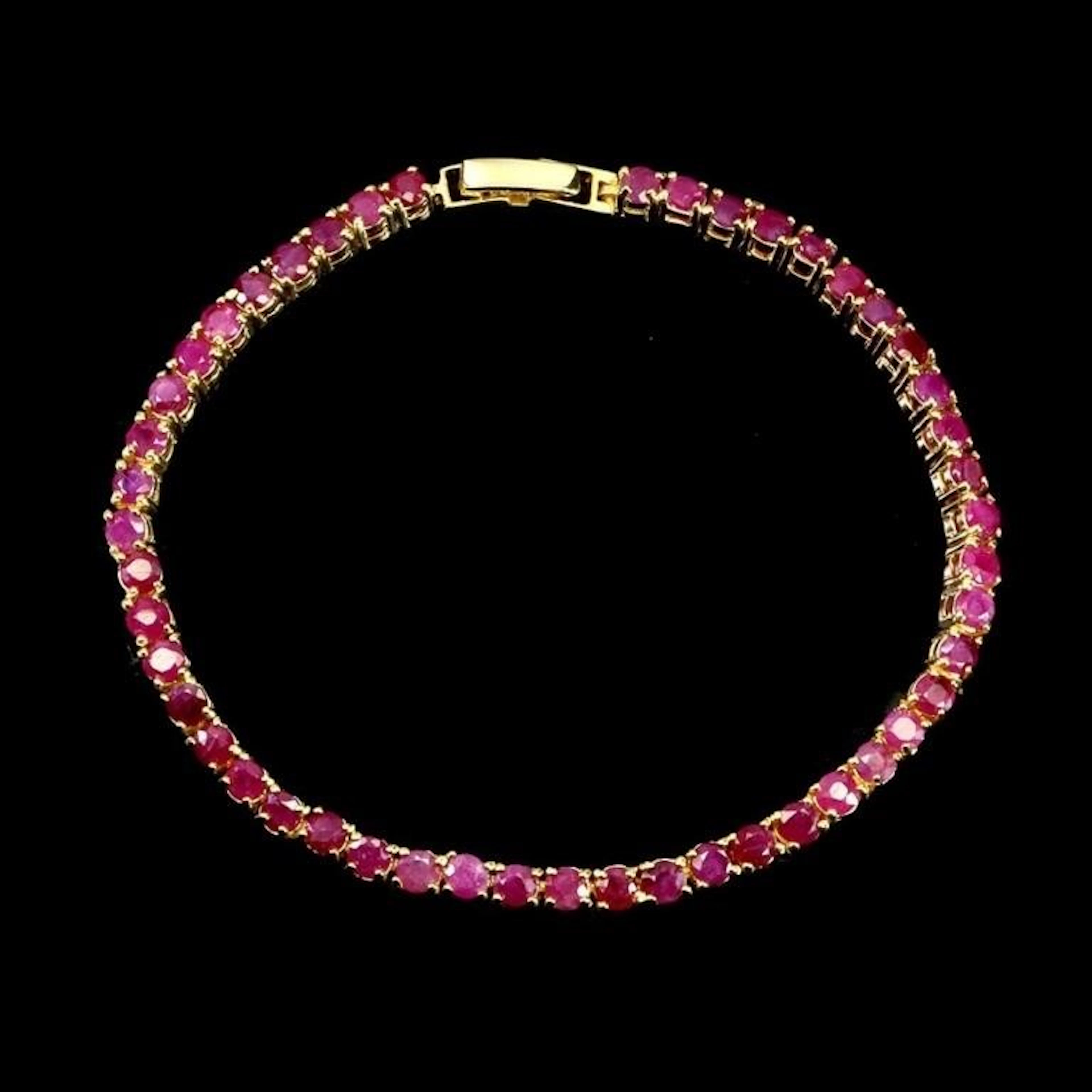 Natural Brilliant Red Ruby Bracelet