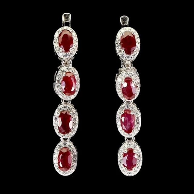 Natural Pigeon Blood Red Ruby Earrings