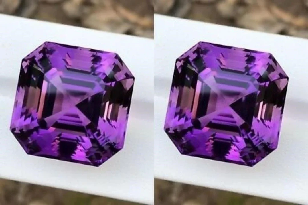 Natural Asscher Amethyst Pair 20.00 MM - FL/VVS