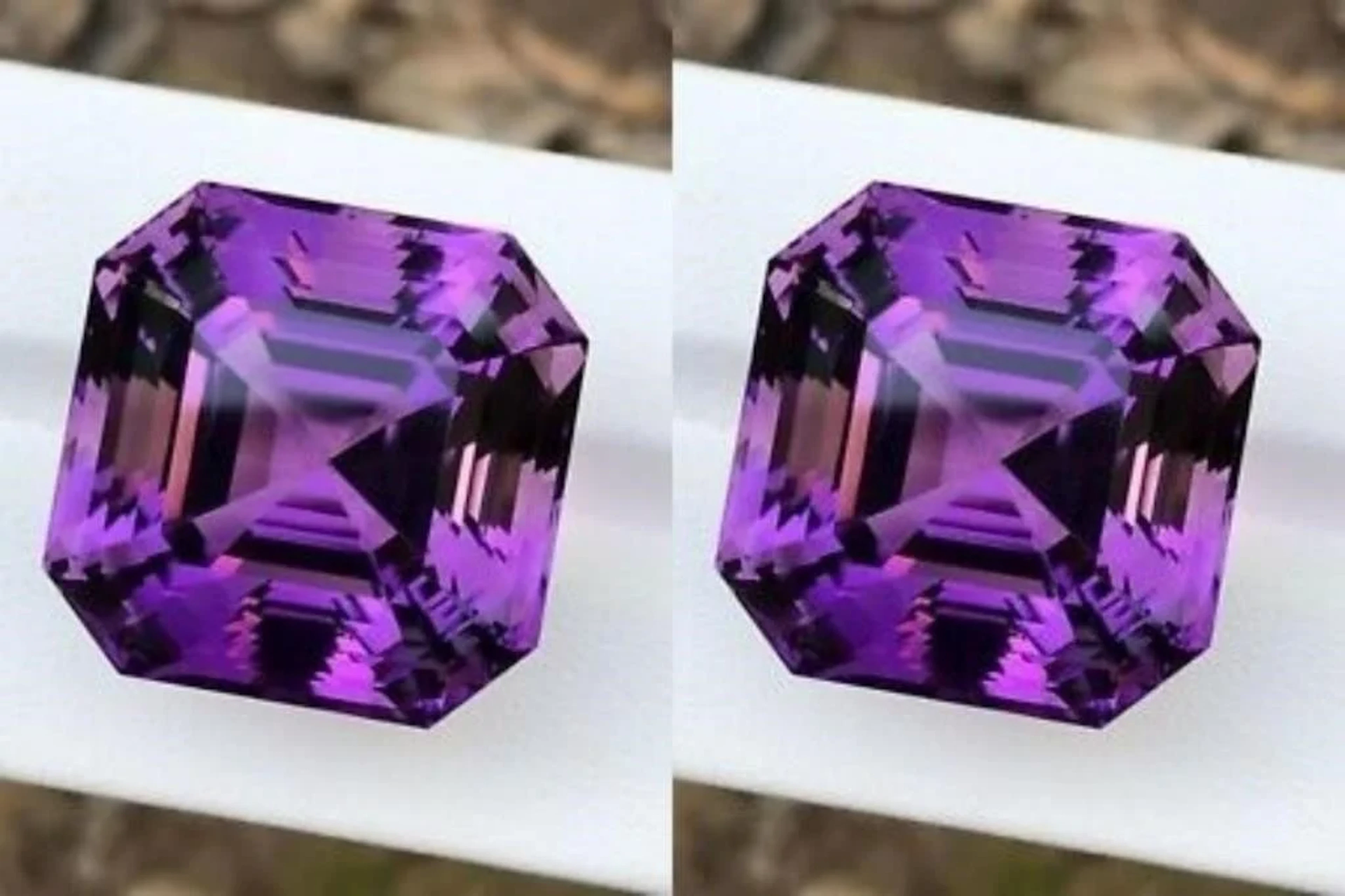 Natural Asscher Amethyst Pair 20.00 MM - FL/VVS