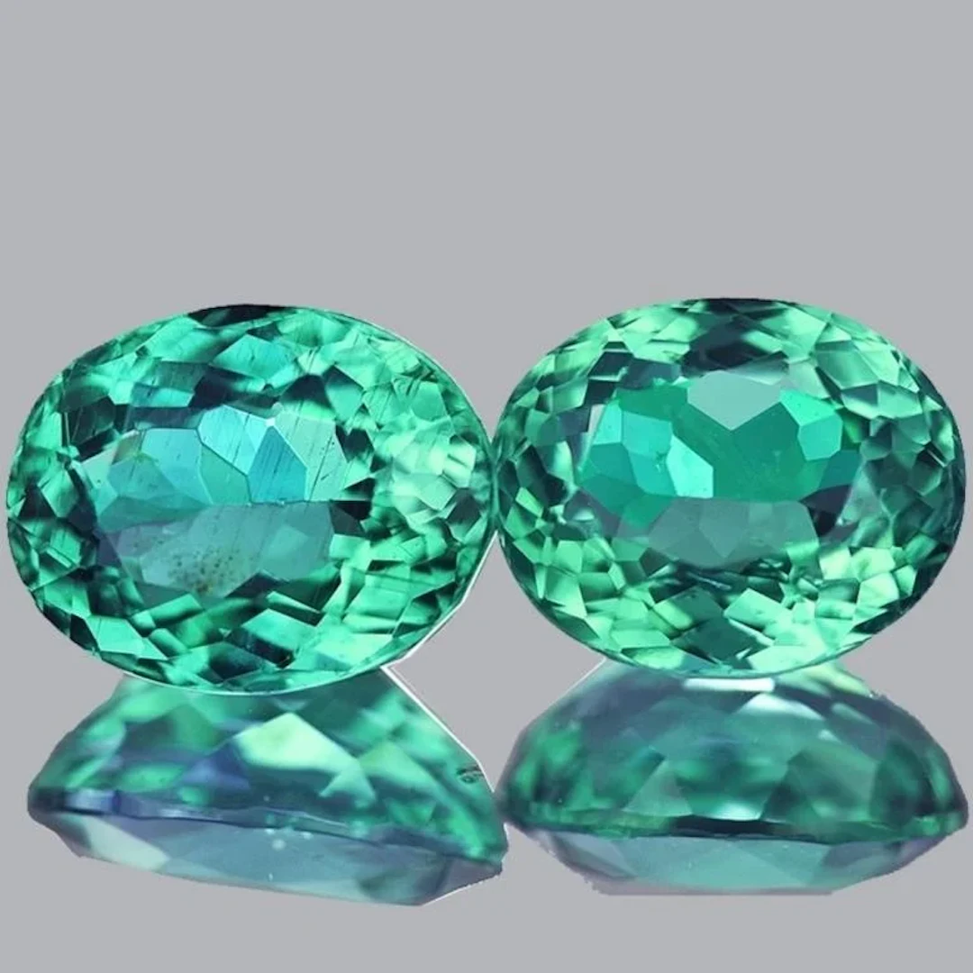 Natural Emerald Bluish/Green Apatite Pair {Flawles