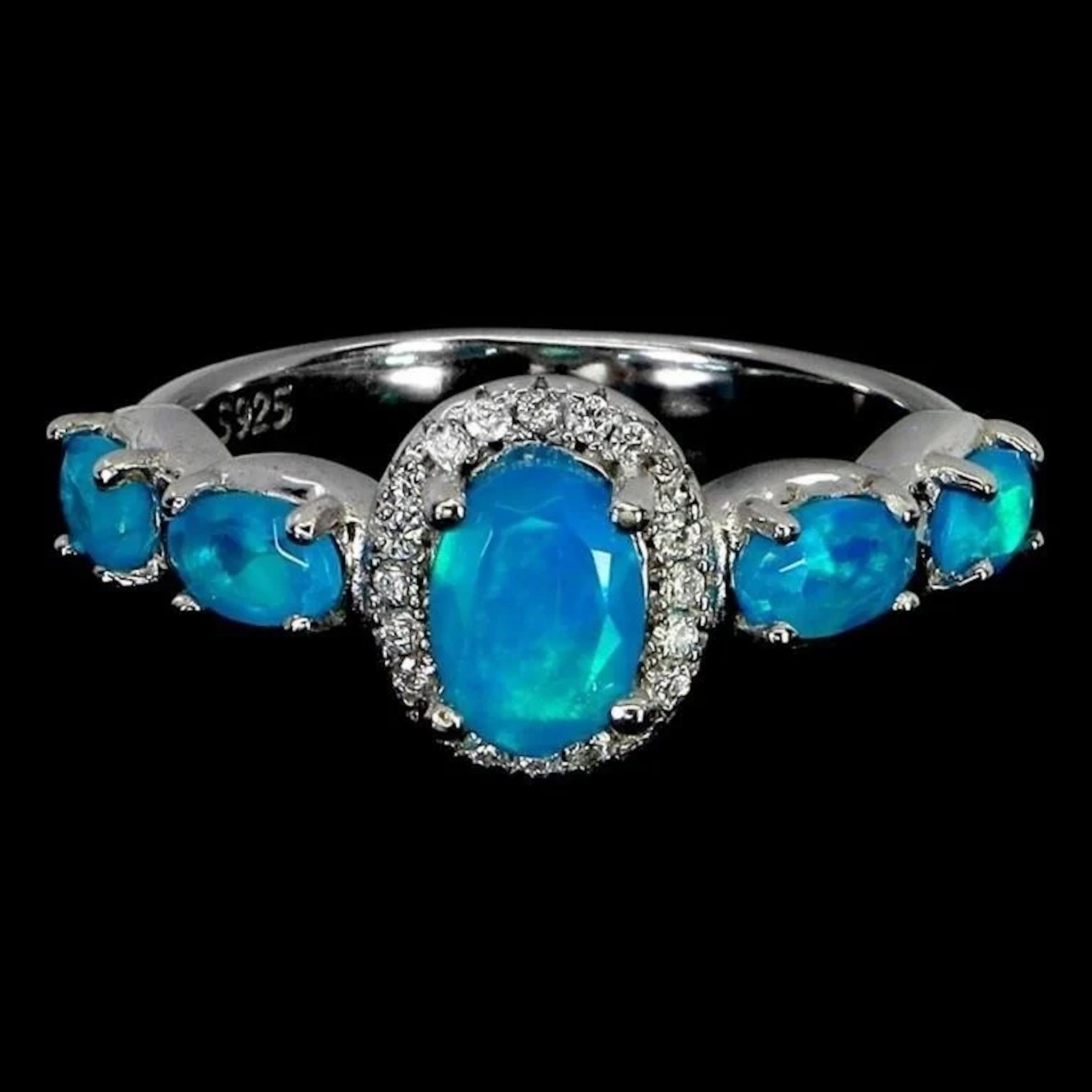 Natural Ethopian Blue Opal Ring