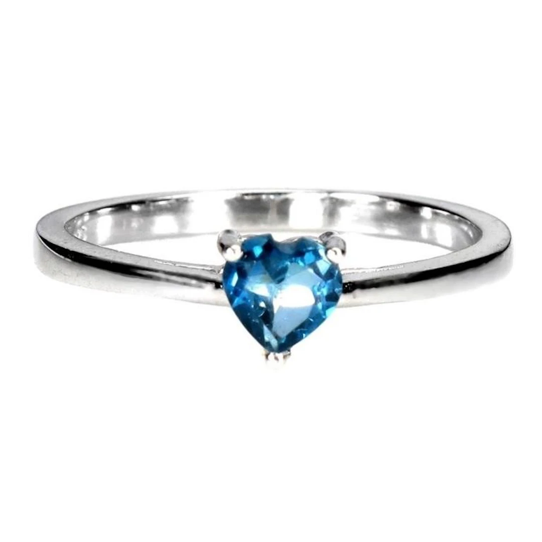Natural London Blue Topaz Heart Ring