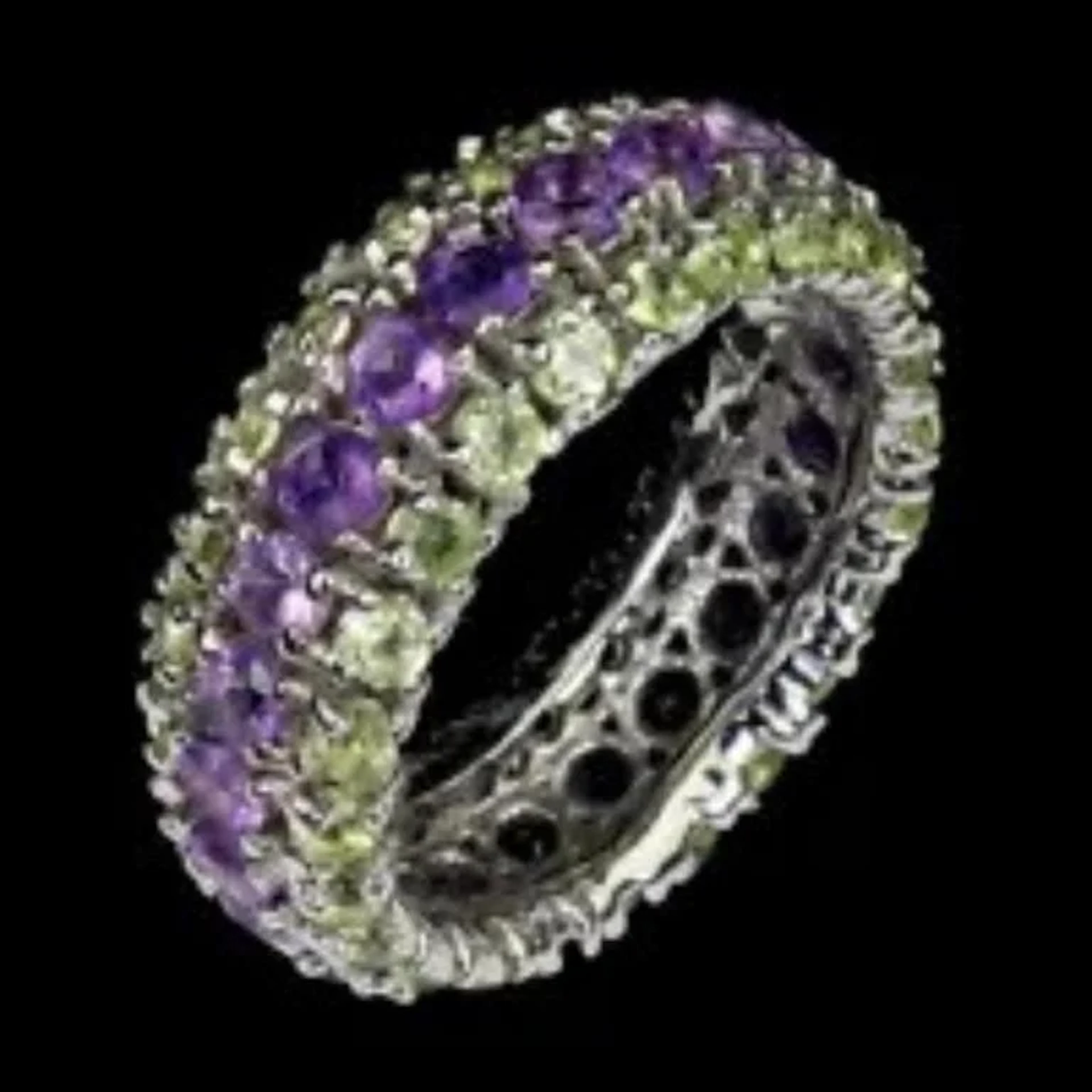 Natural Amethyst & Peridot Eternity Ring
