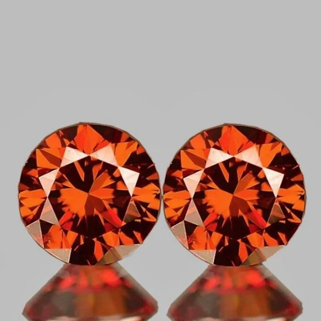 Natural AAA Vivid Orange Zircon Pair{Flawless-VVS