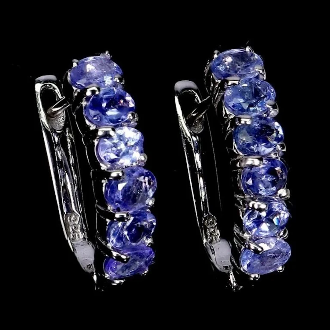 Natural Purple Blue Tanzanite Earrings