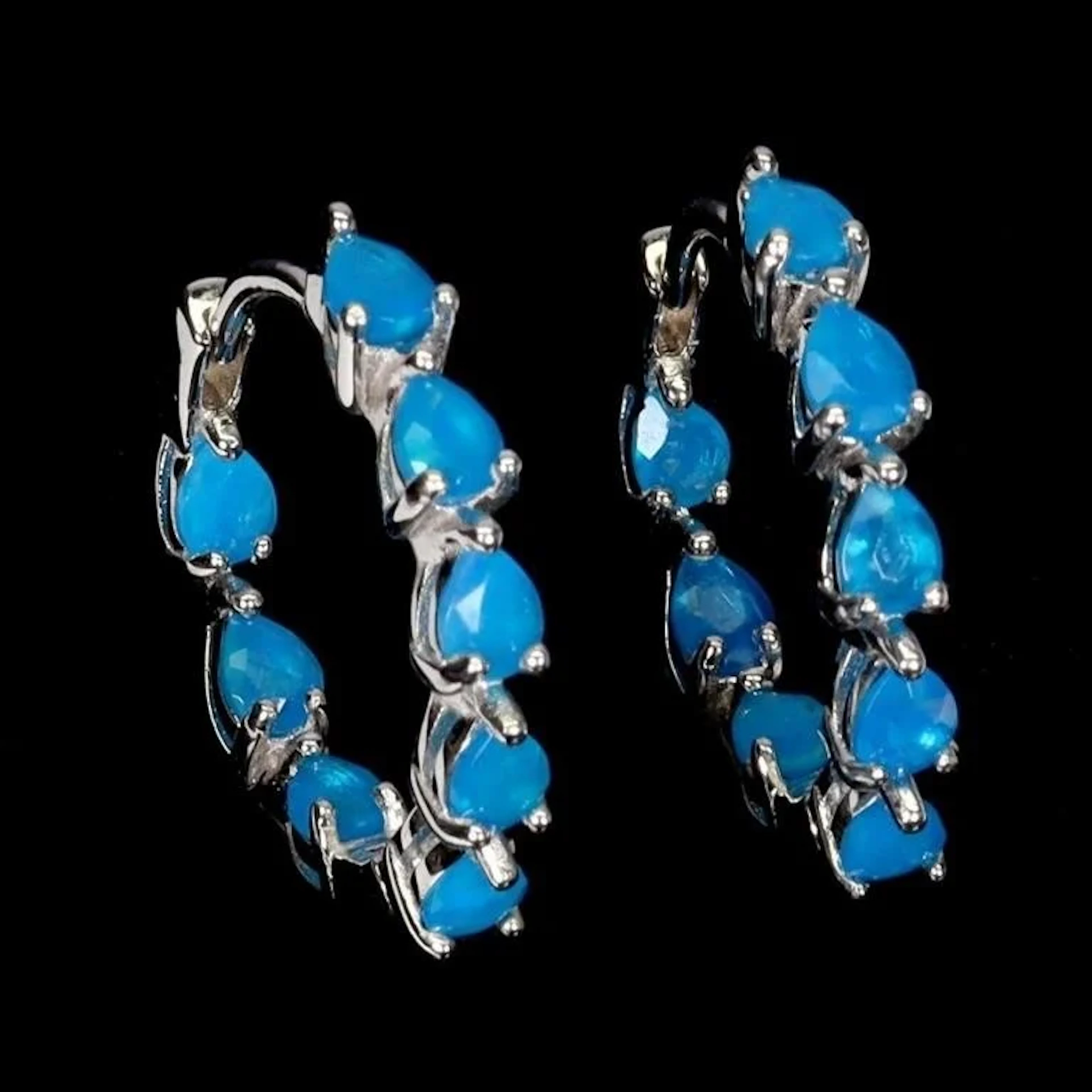 Natural Ethopian Blue Opal Earrings