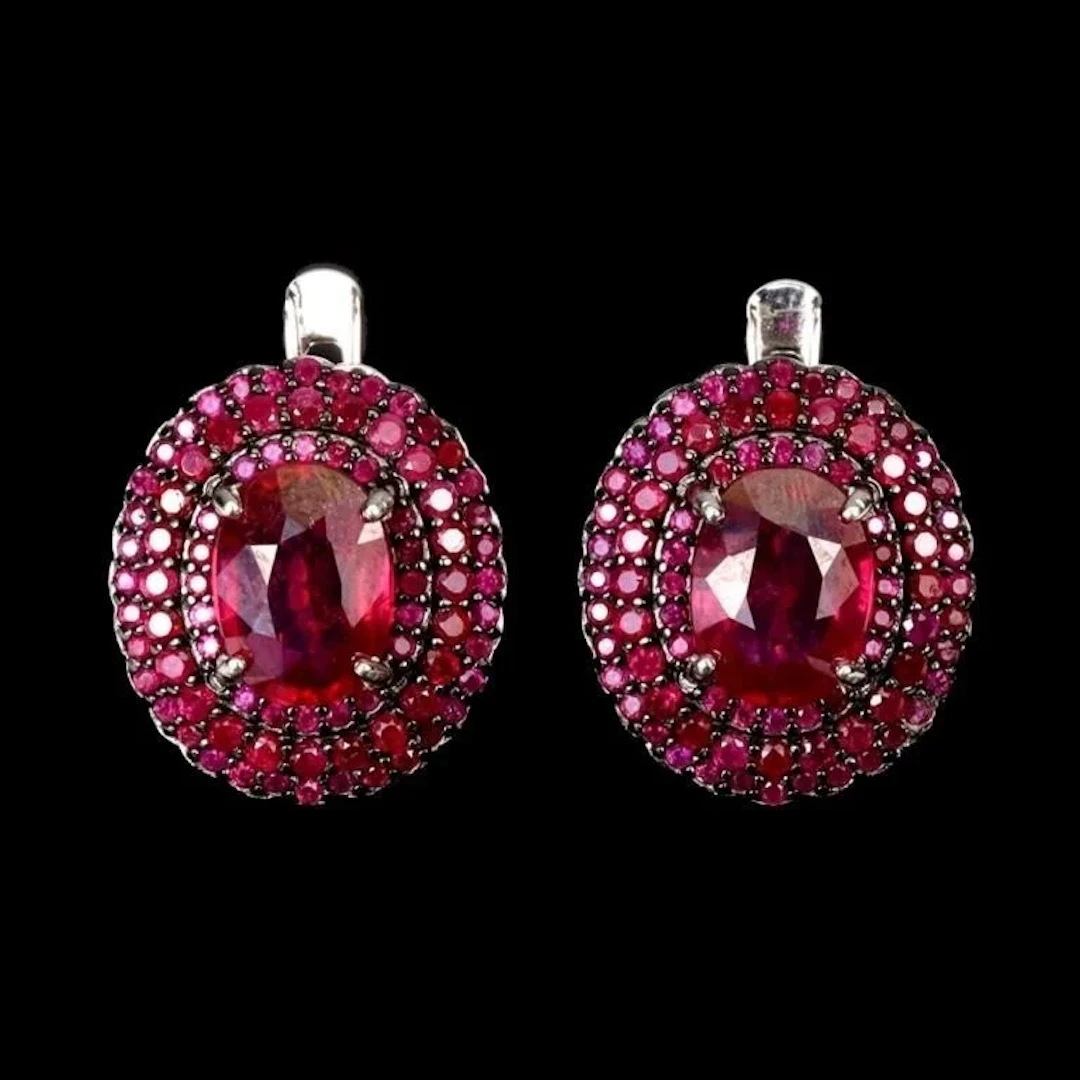 Natural Pigeon Blood Red Ruby Earrings