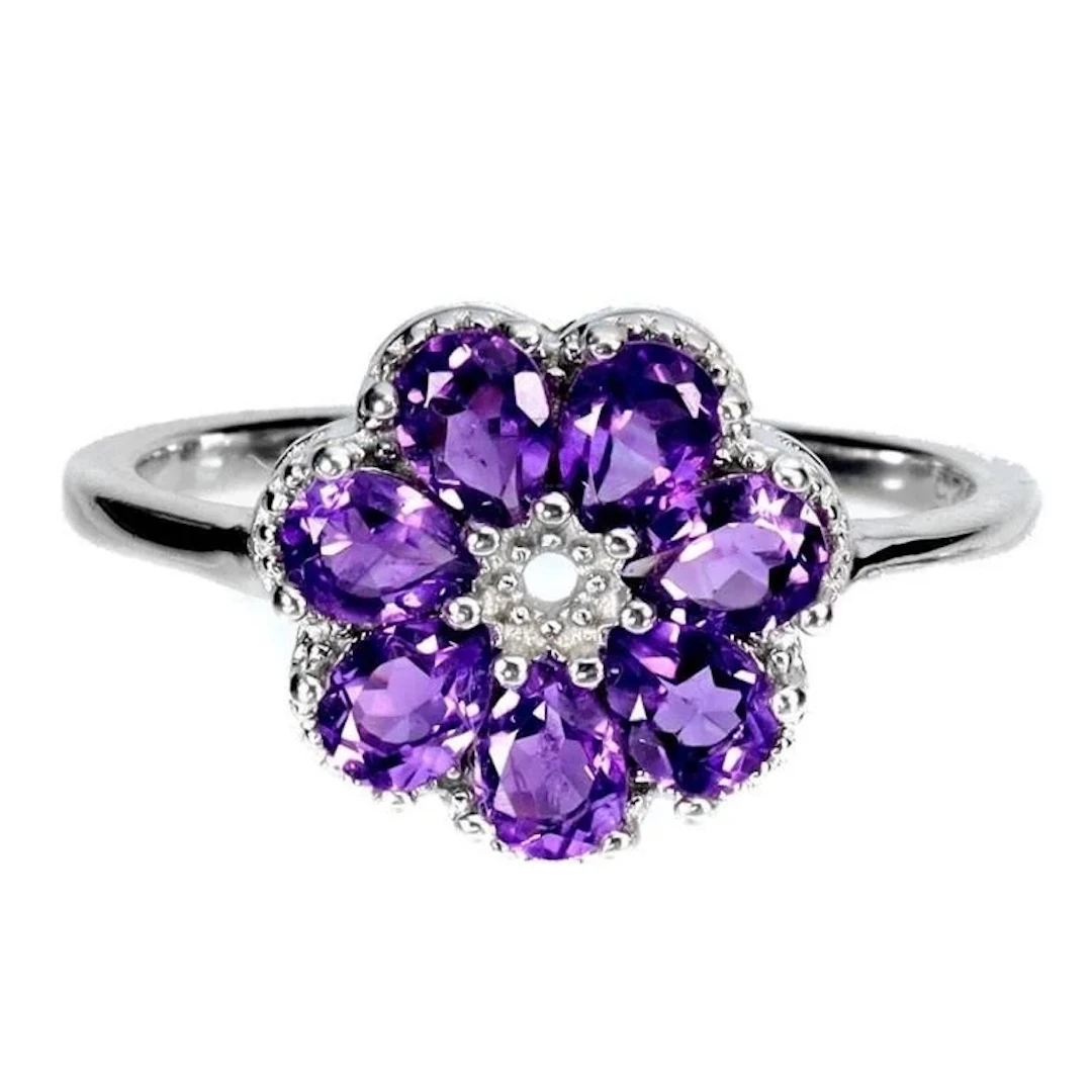 Natural Uruguay Purple Amethyst Ring