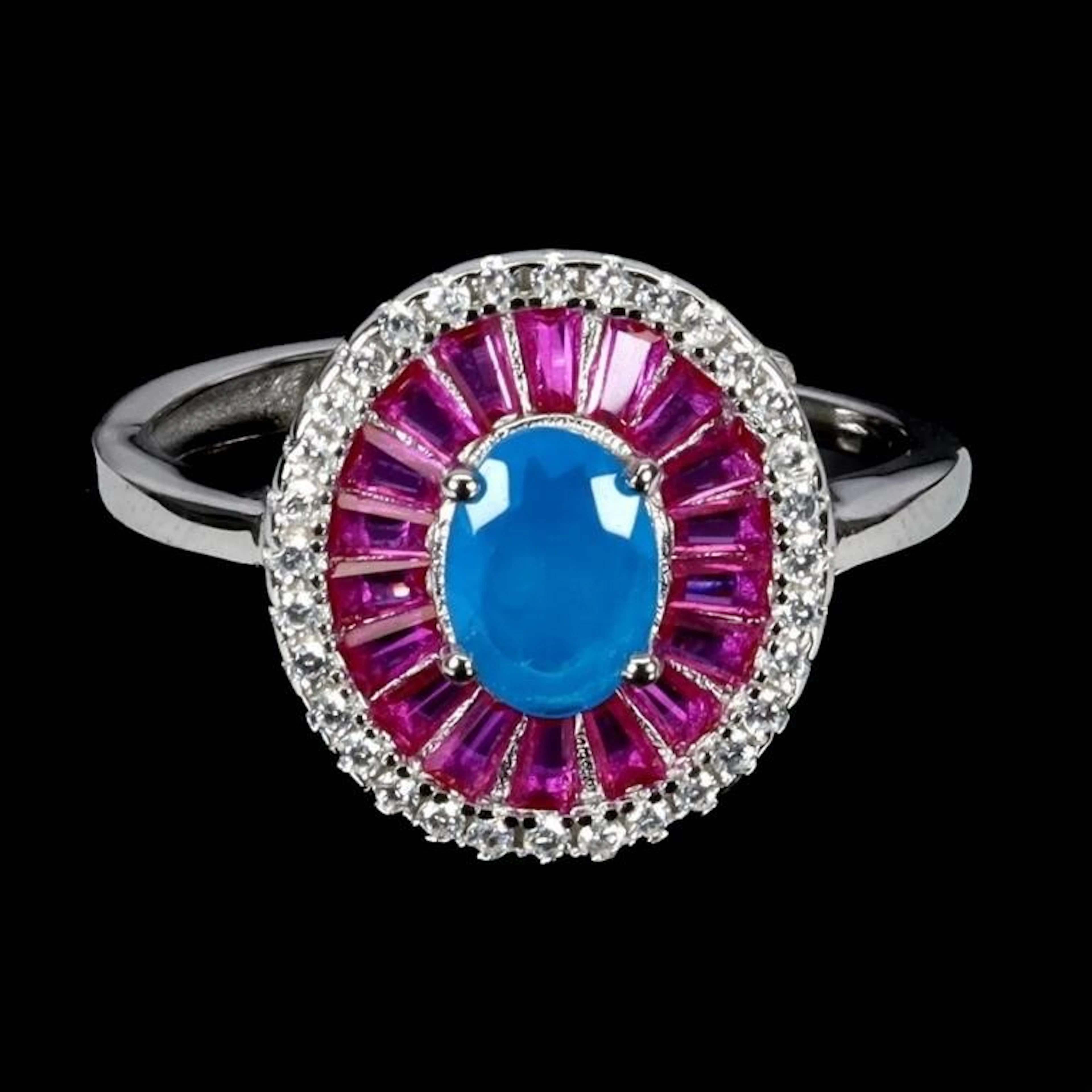 Natural Ethopian Oval Blue Opal Ring
