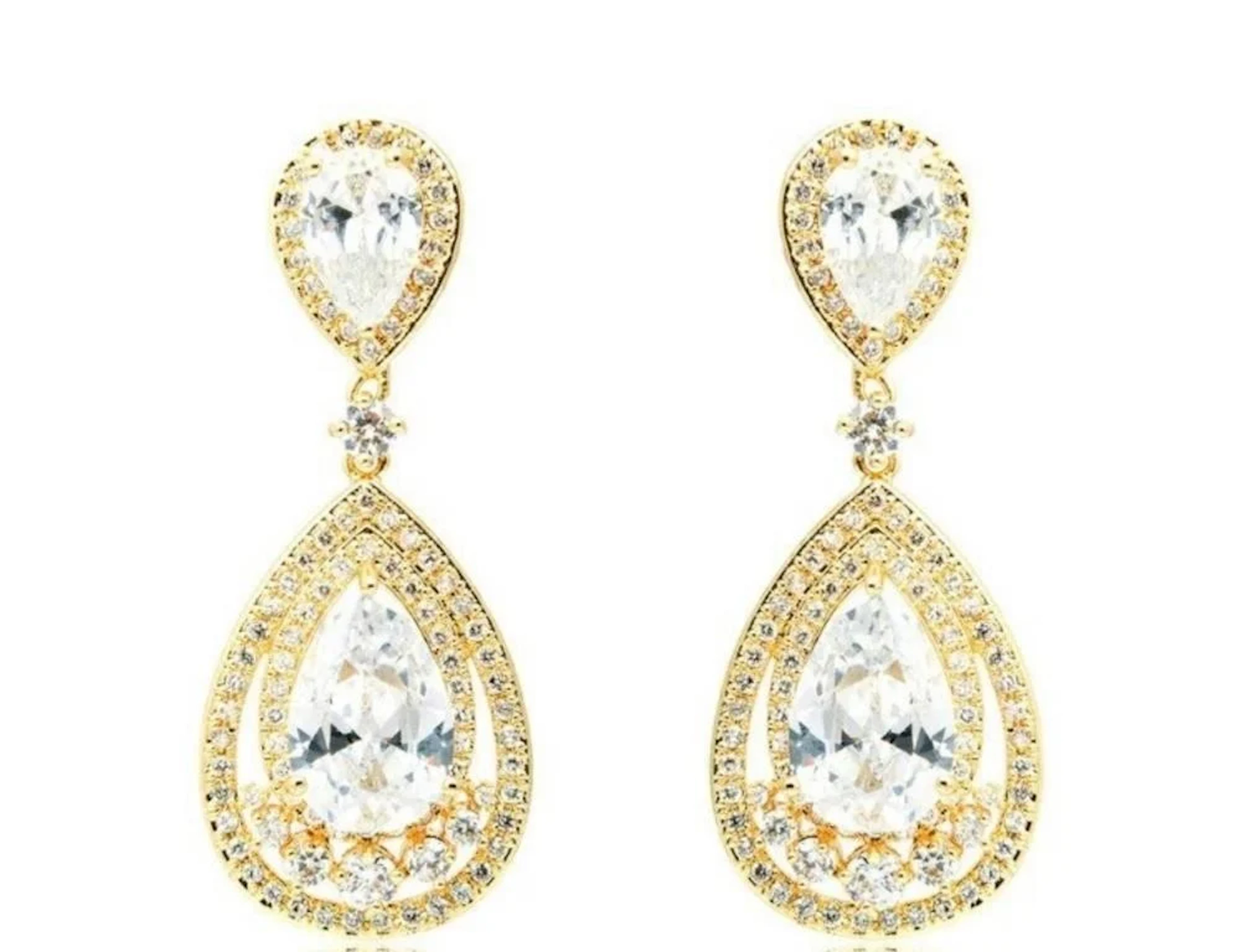 Gold & White Diamond 5.50 Cts Drop Earrings
