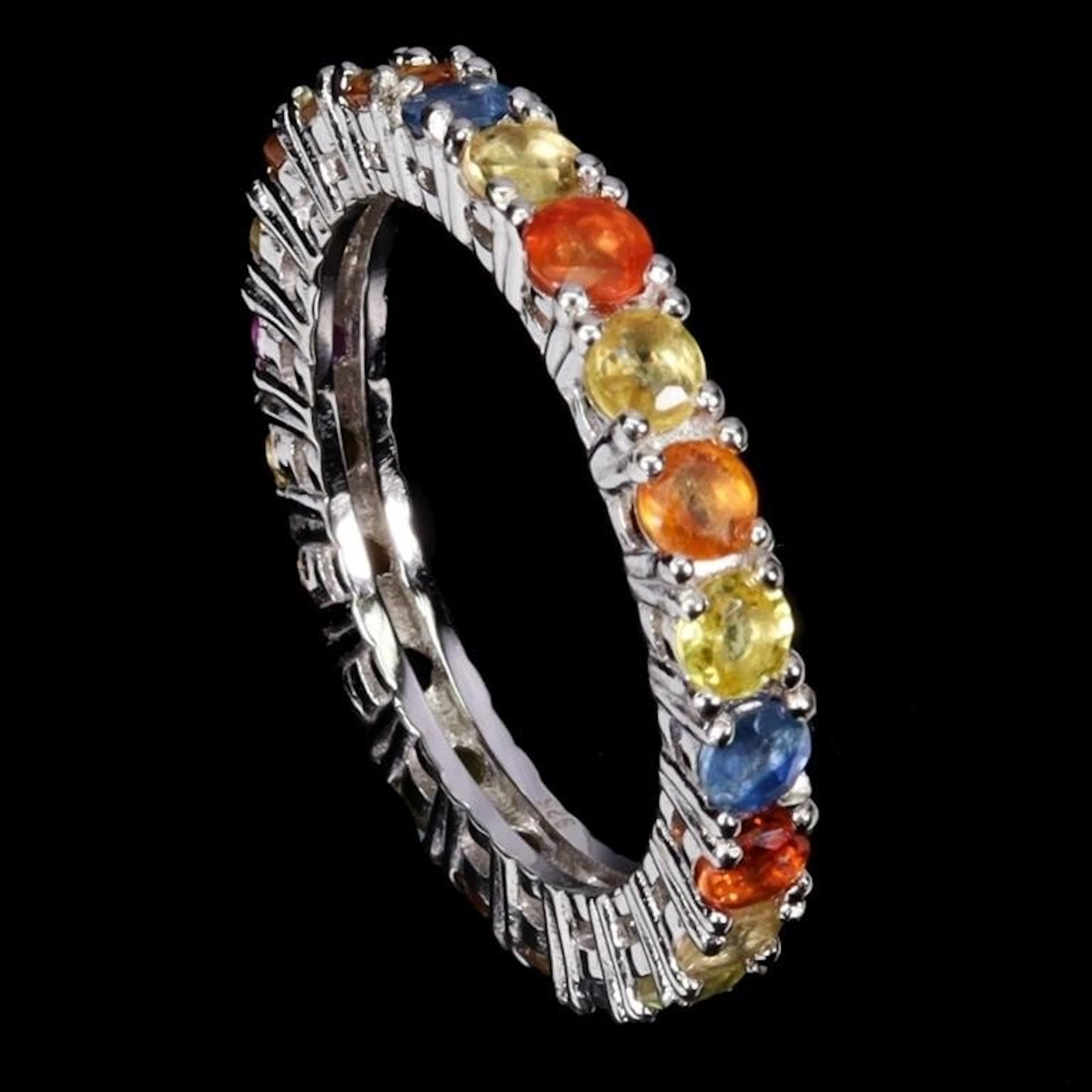 Natural Fancy Color sapphire Eternity Ring