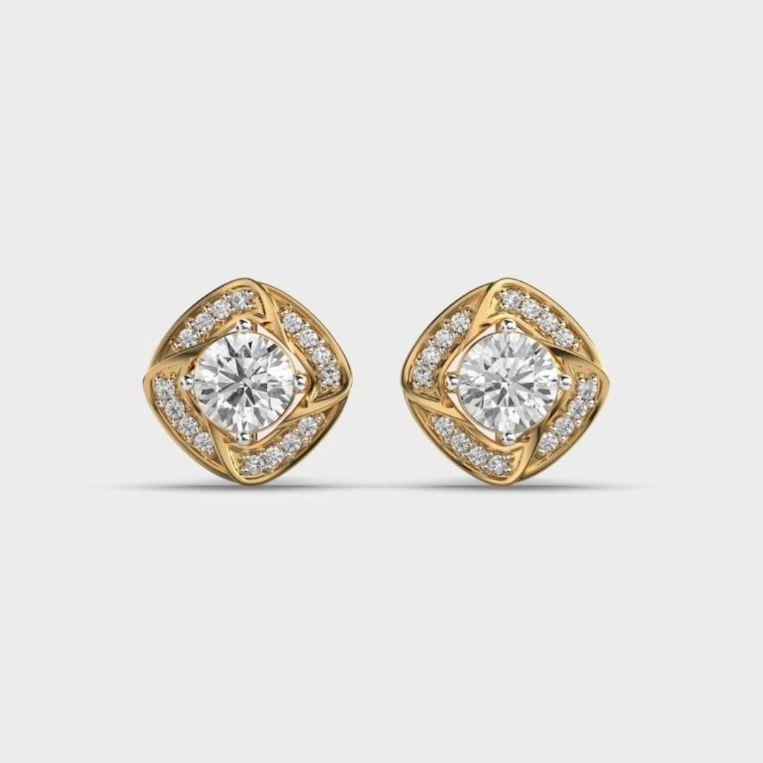 Gold & White Diamonds 4.15 Cts Ear Studs