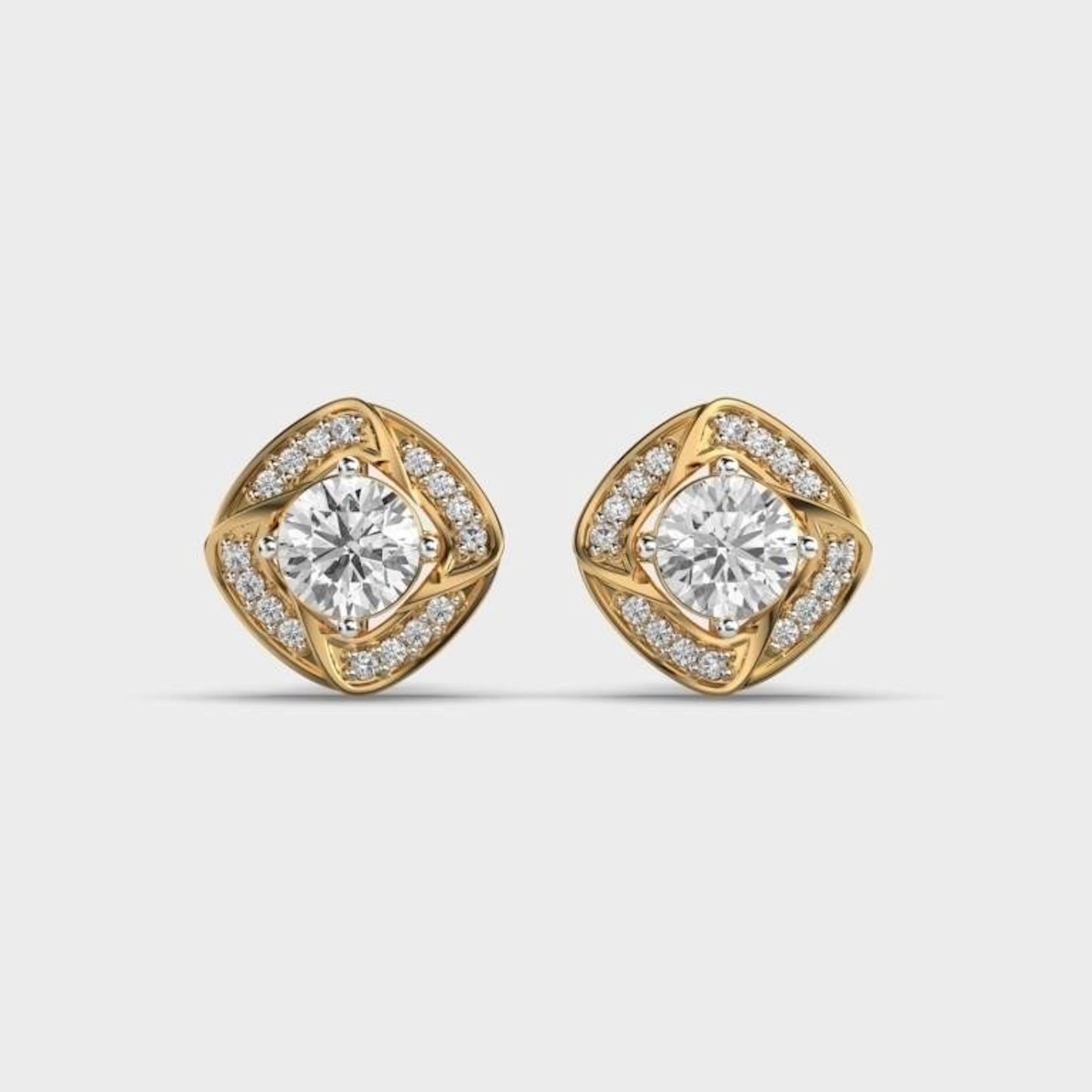 Gold & White Diamonds 4.15 Cts Ear Studs