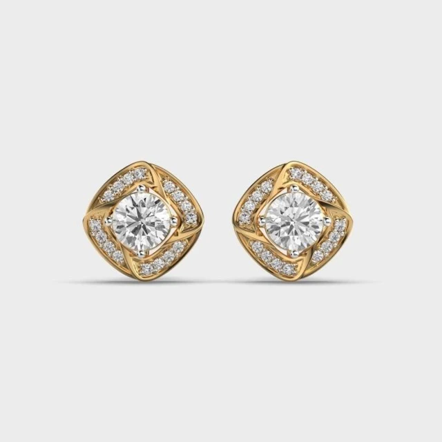 Gold & White Diamonds 4.15 Cts Ear Studs