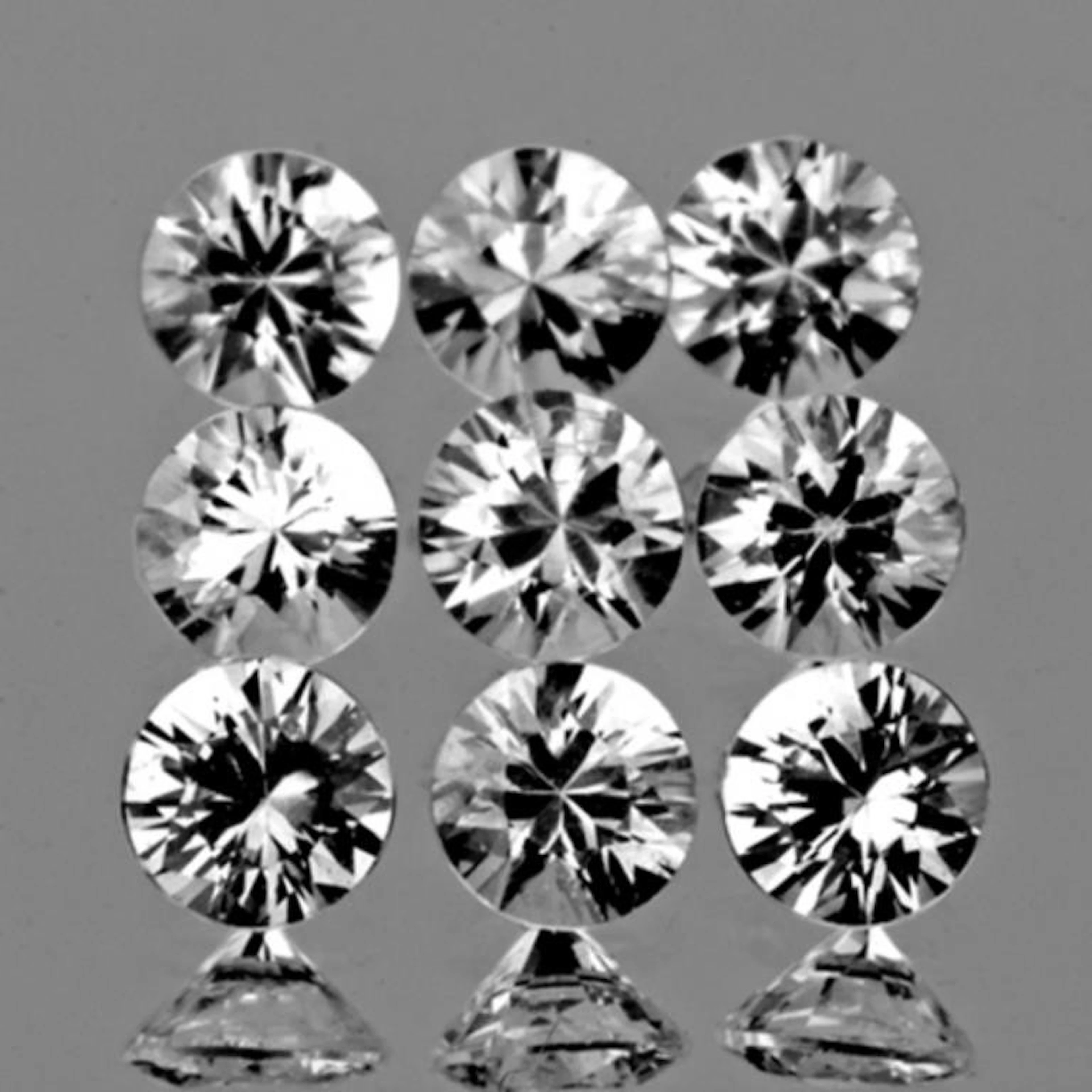 Natural Colorless White Sapphire 9 Pcs{Flawless-VV