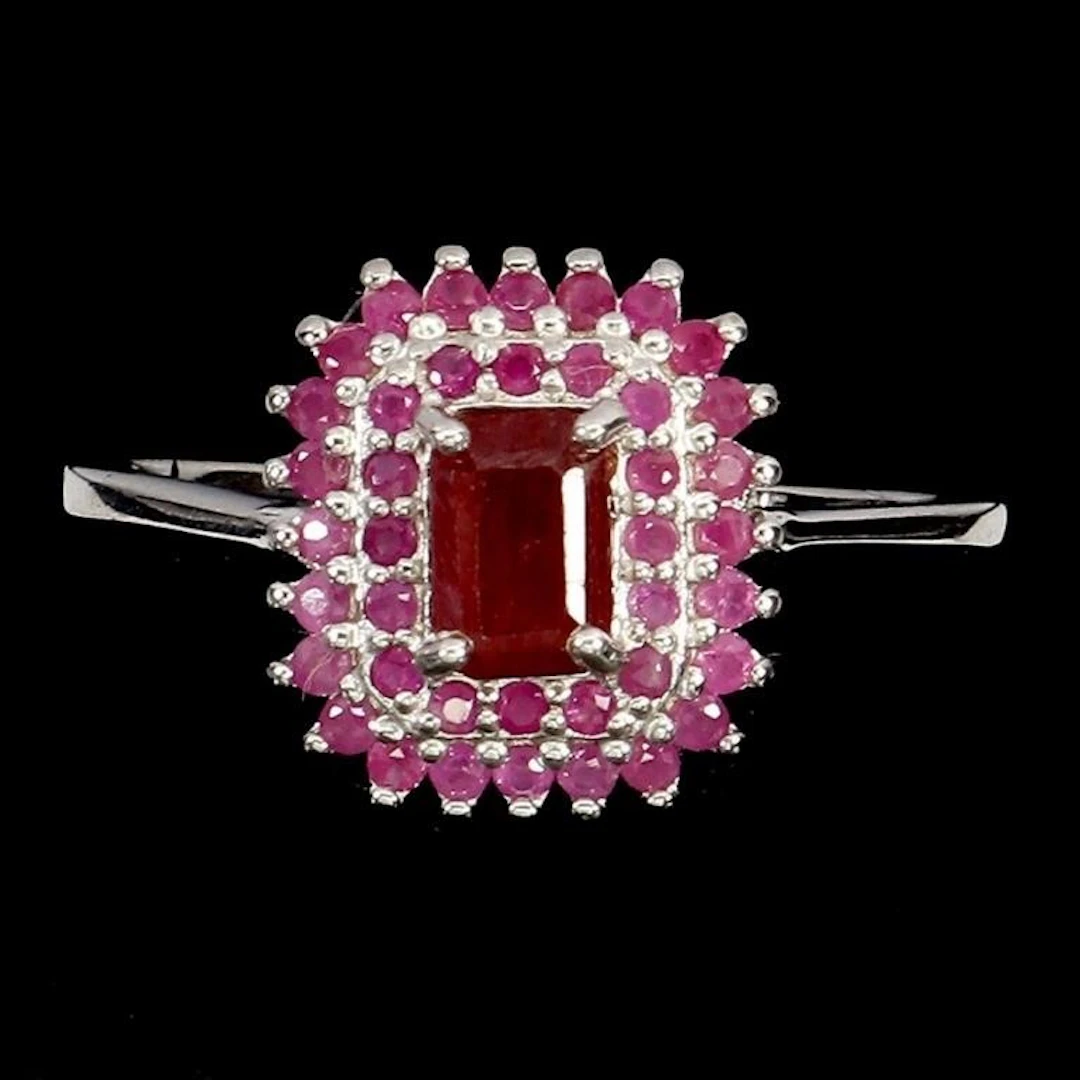 Natural Octagon Red & Pink Ruby Ring