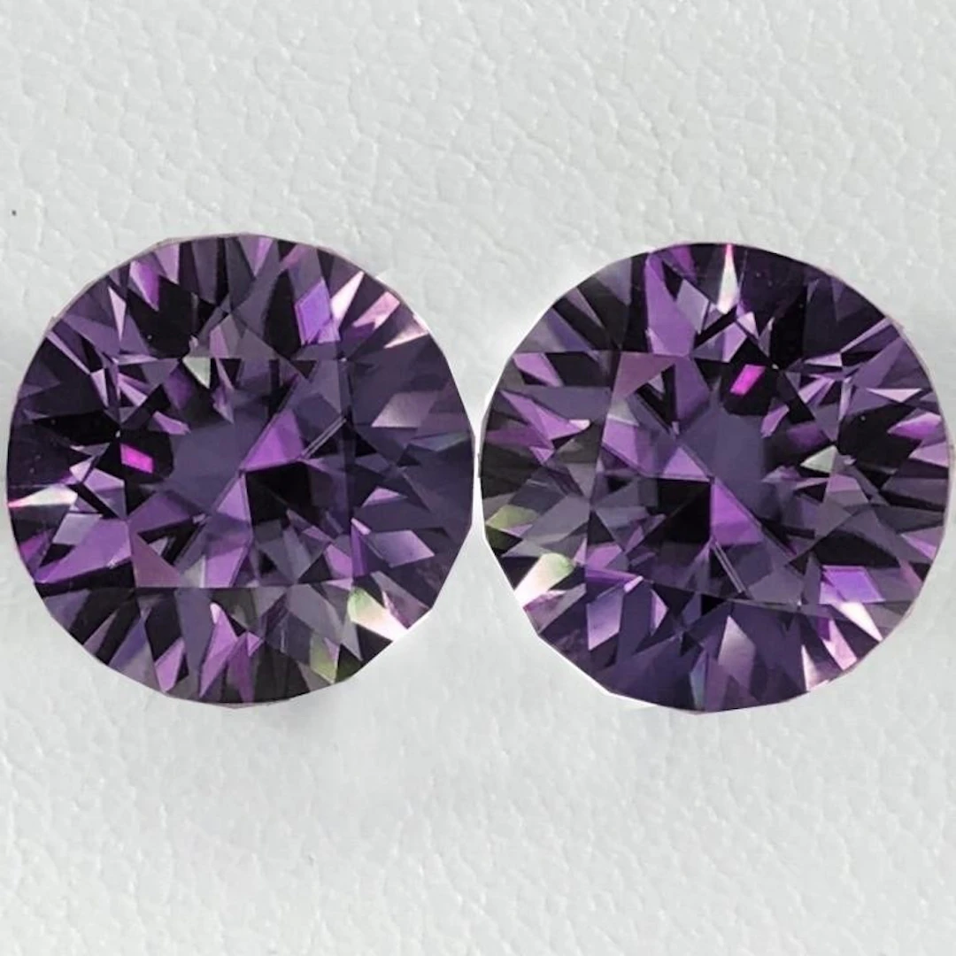 Natural Intense Violet Burma Spinel Pair{Flawless-