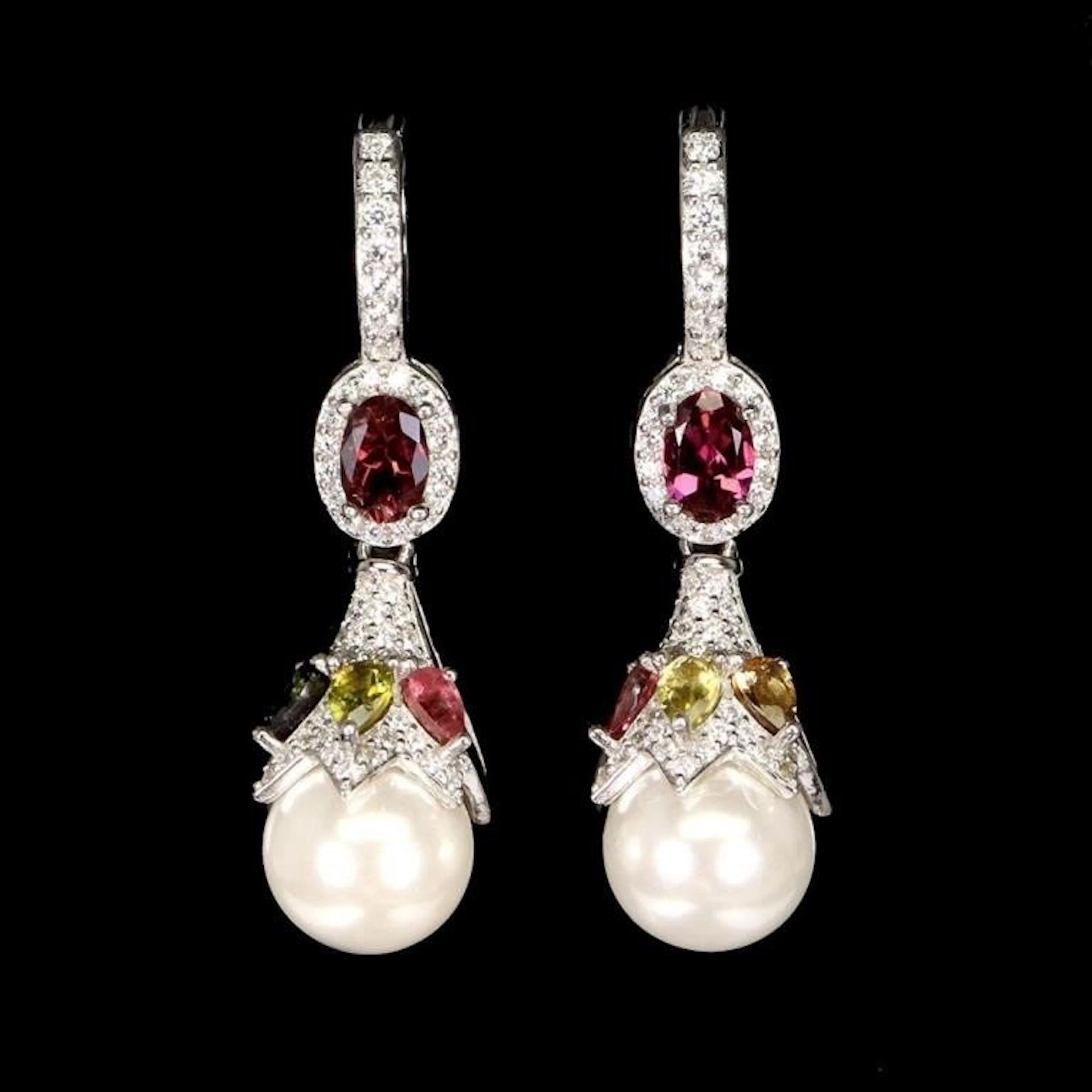 Natural Pearl & Pink Tourmaline Earrings