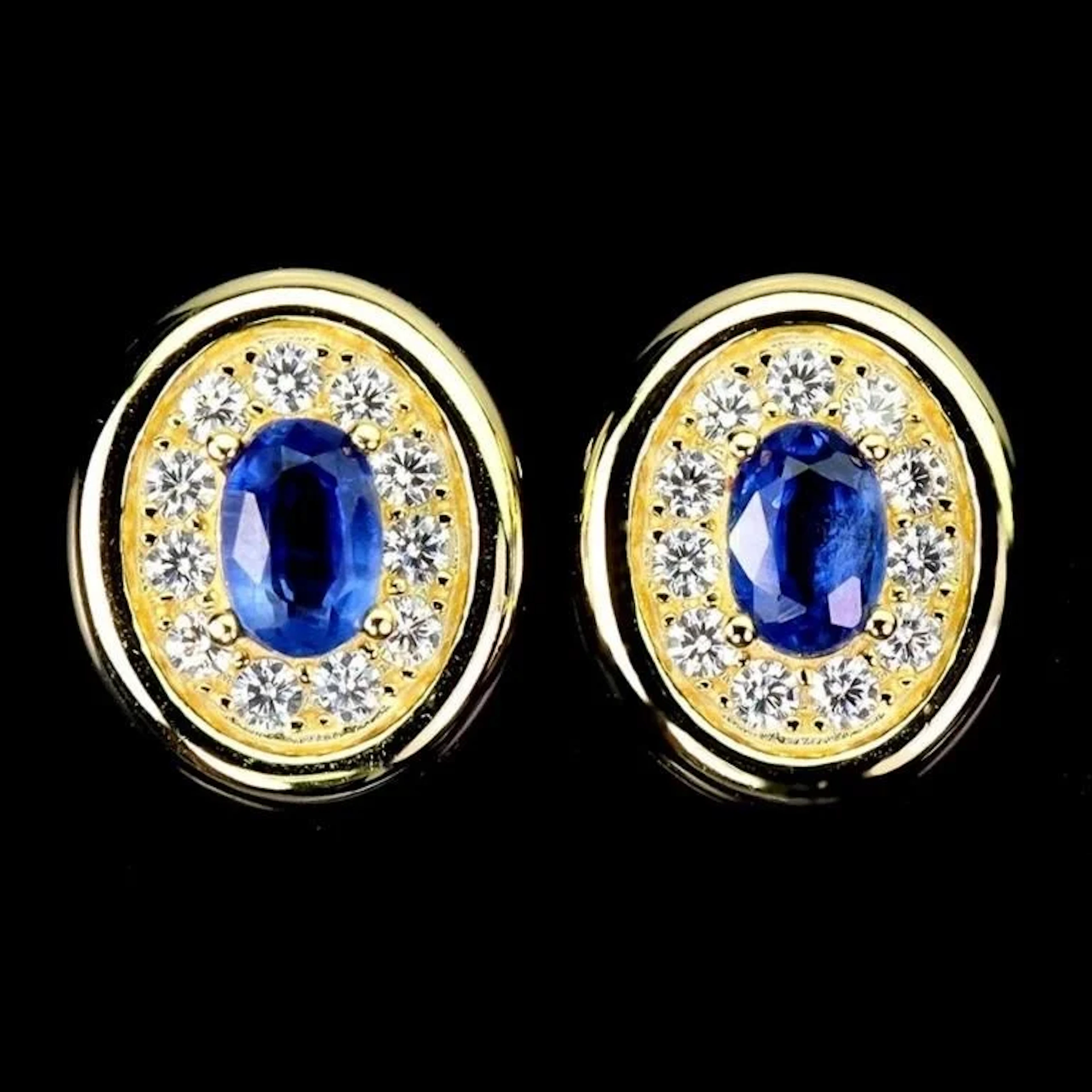 Natural Oval Blue Kyanite Earrings