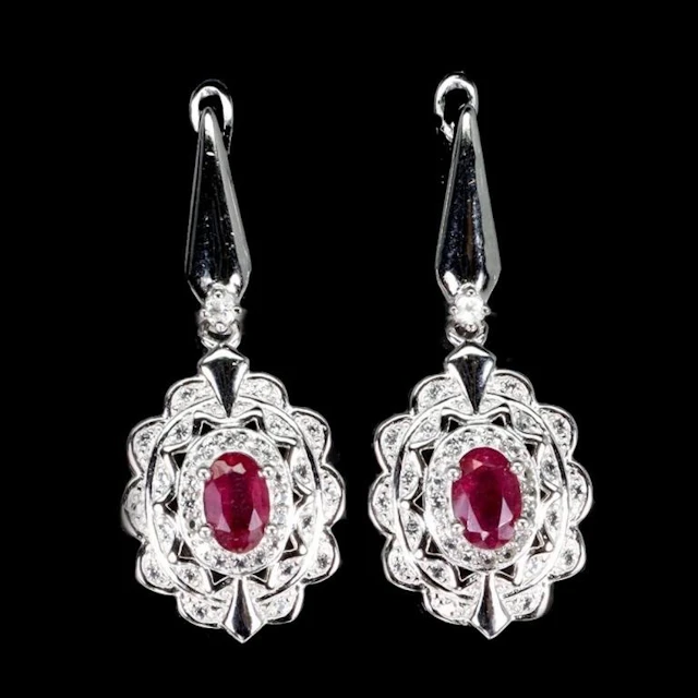 Natural Pigeon Blood Red Ruby Earrings
