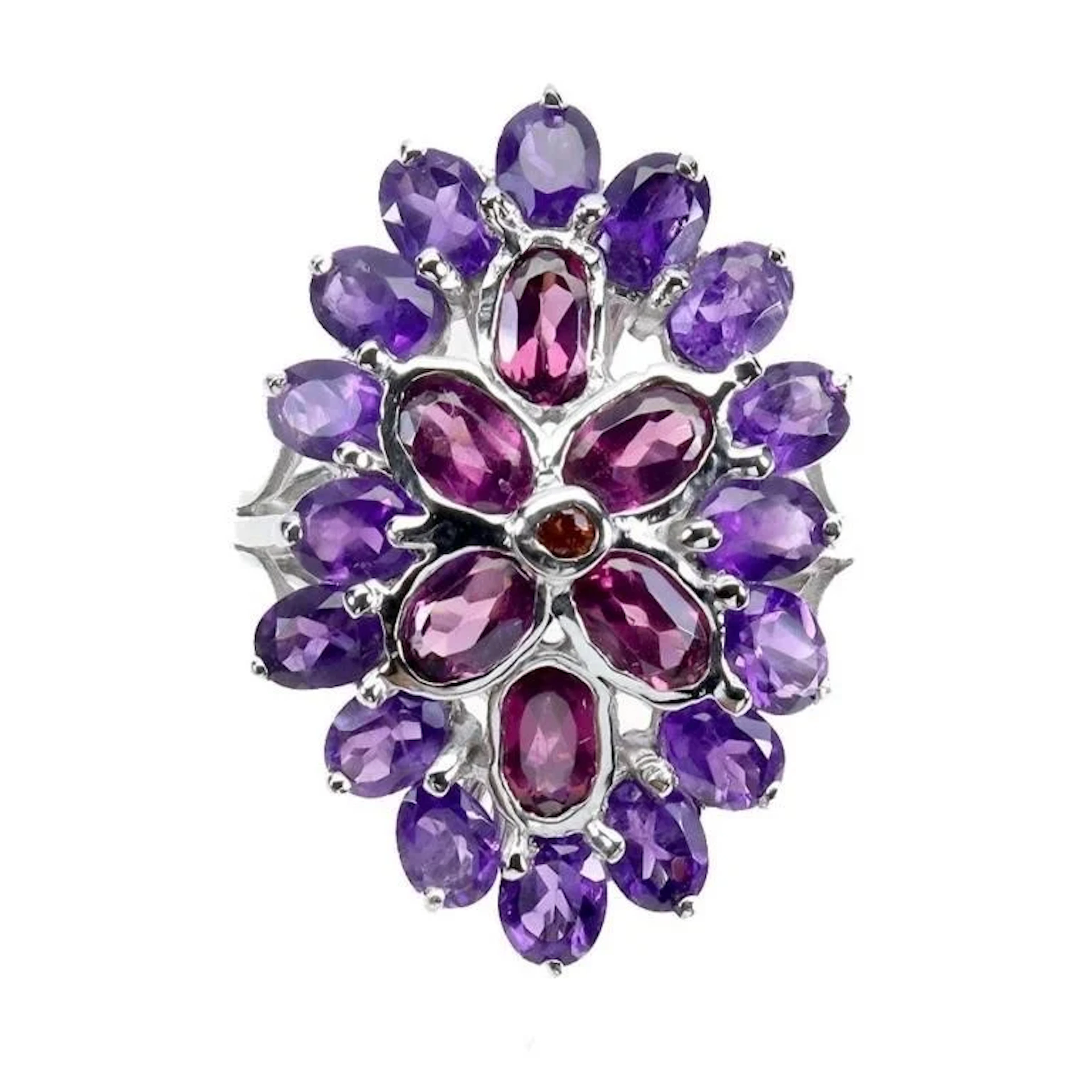 Natural Rhodolite Garnet & Amethyst Ring
