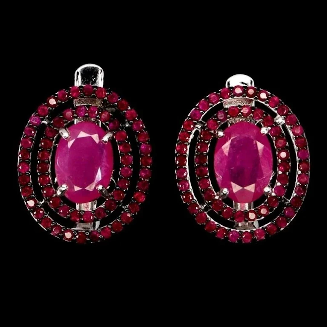 Natural Red Ruby Earrings
