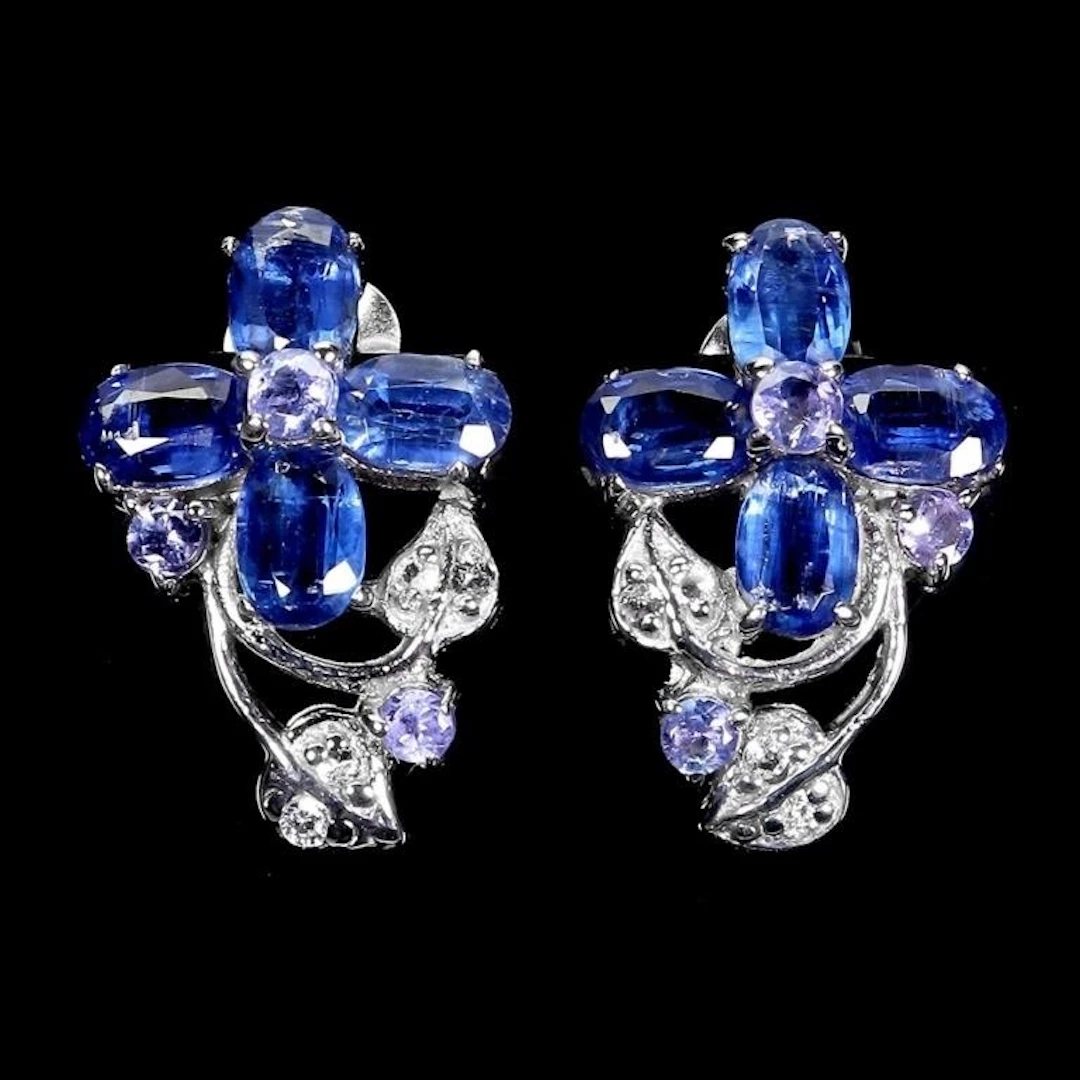 Natural Cornflower Blue Kyanite Earrings