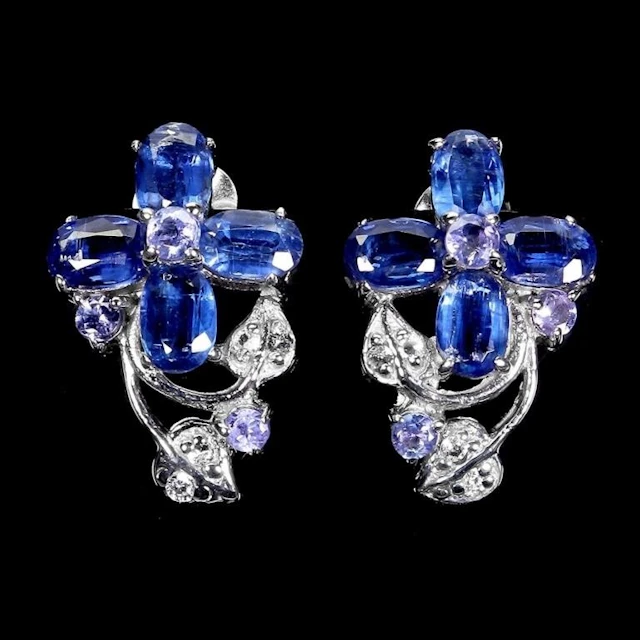 Natural Cornflower Blue Kyanite Earrings