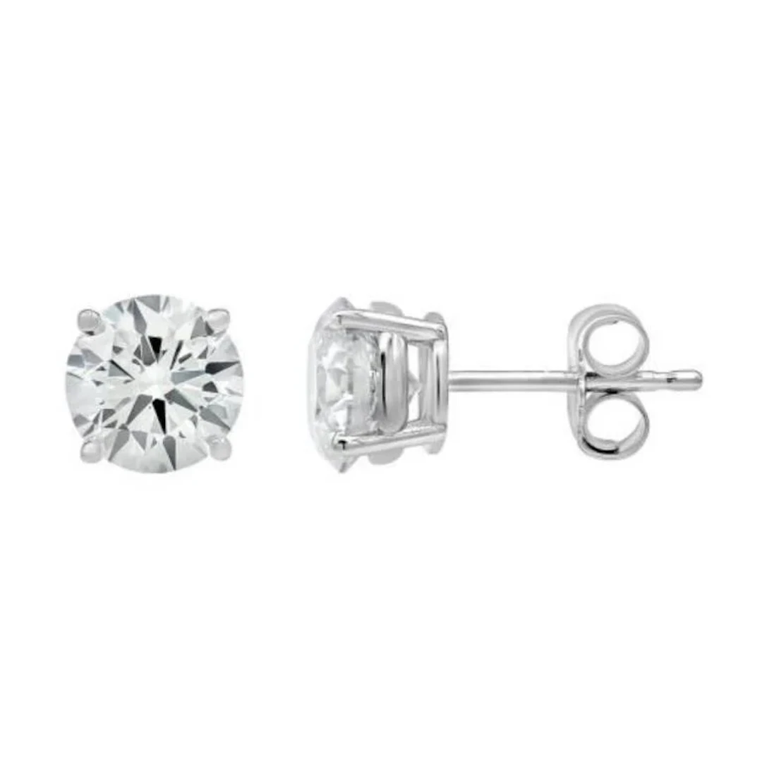 Gold & Brilliant White Diamond 4 Cts Earrings Stud