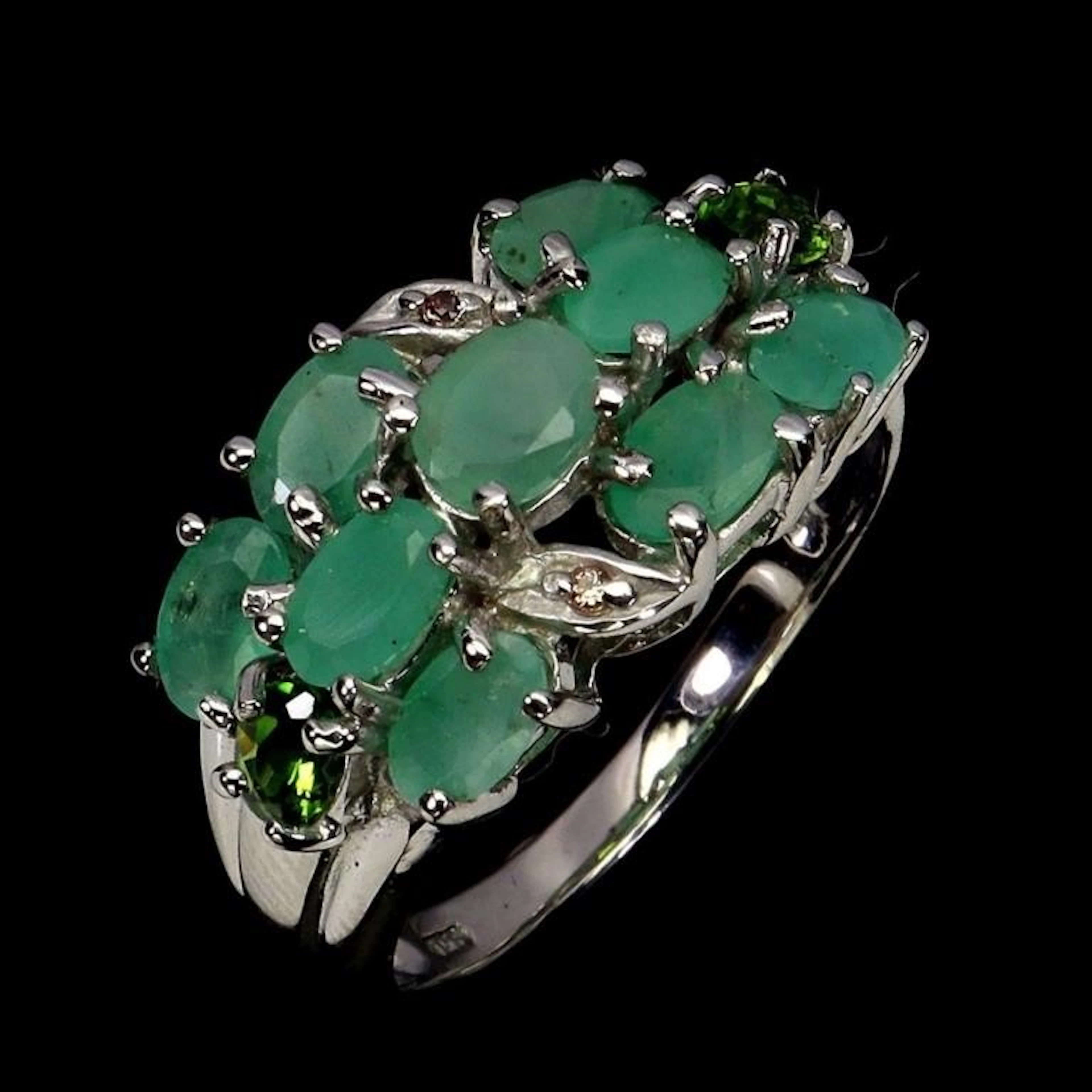 Natural Brazil Emerald Chrome Diopside Ring