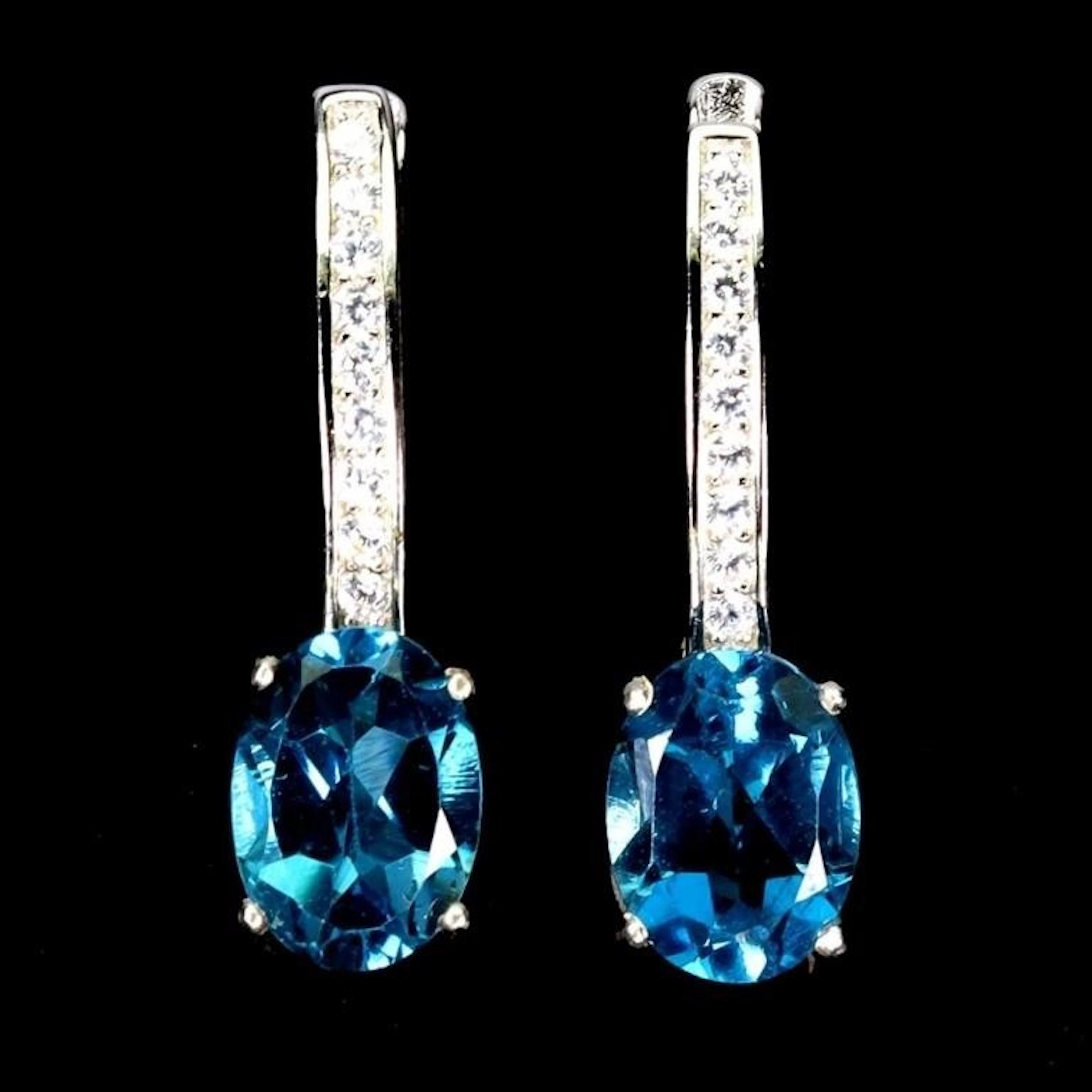 Natural Brazil London Blue Topaz Earrings