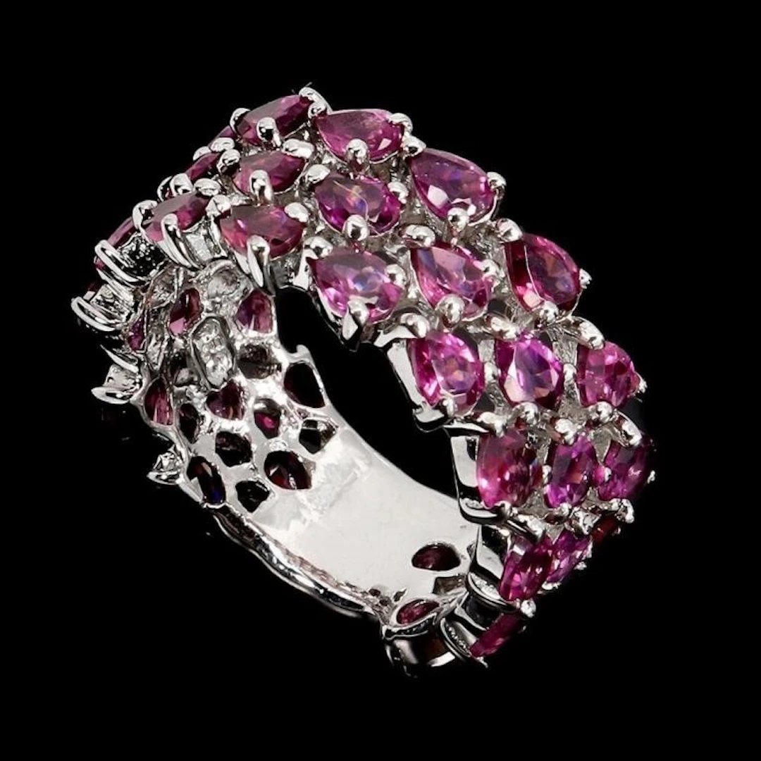 Natural Rhodolite Garnet Ring