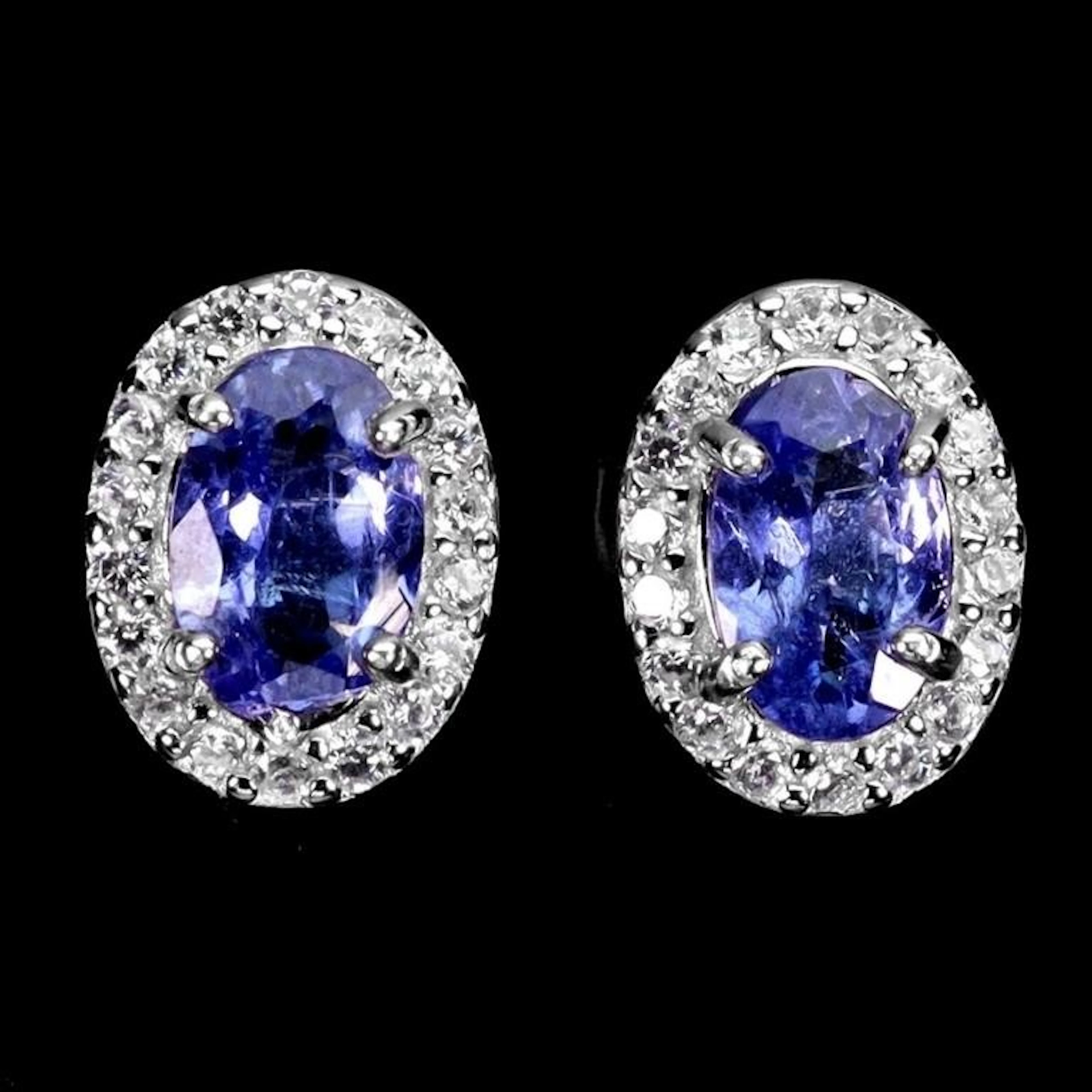 Natural Oval Tanzanite Earrings