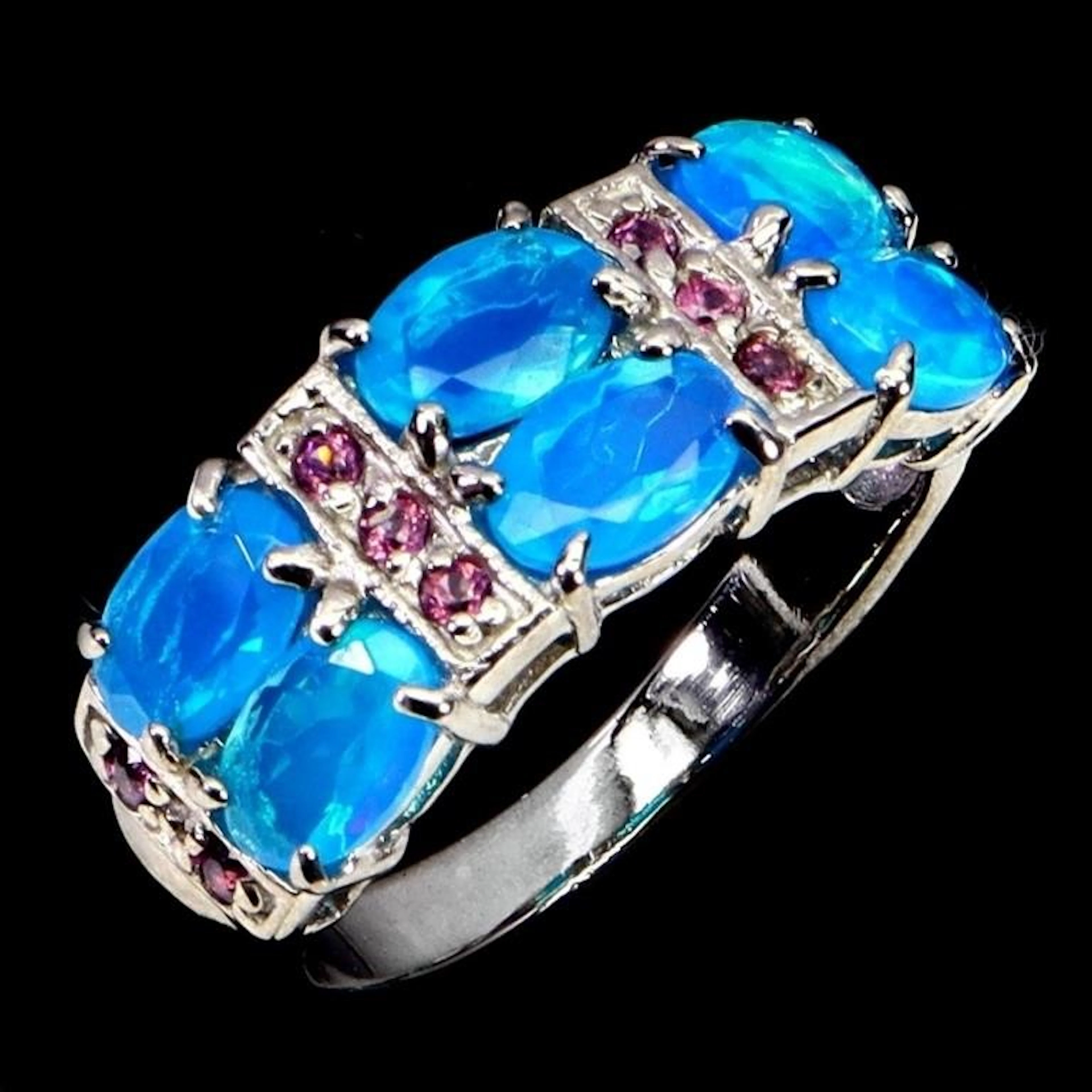 Natural Ethopian Blue Opal Ring