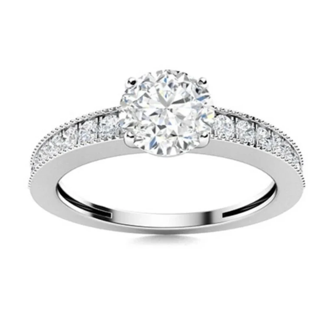 Gold & Brilliant White Diamond 2.27 Cts Ring - E/V