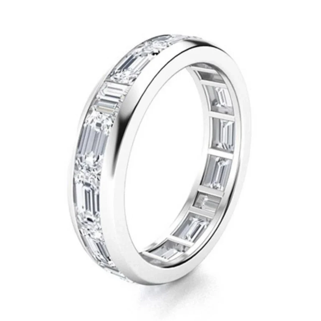 Gold & Lab Round Diamond 5.00 Cts Eternity Ring