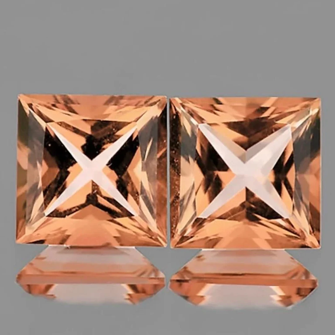 Natural Princess Peach Pink Morganite Pair [Flawle