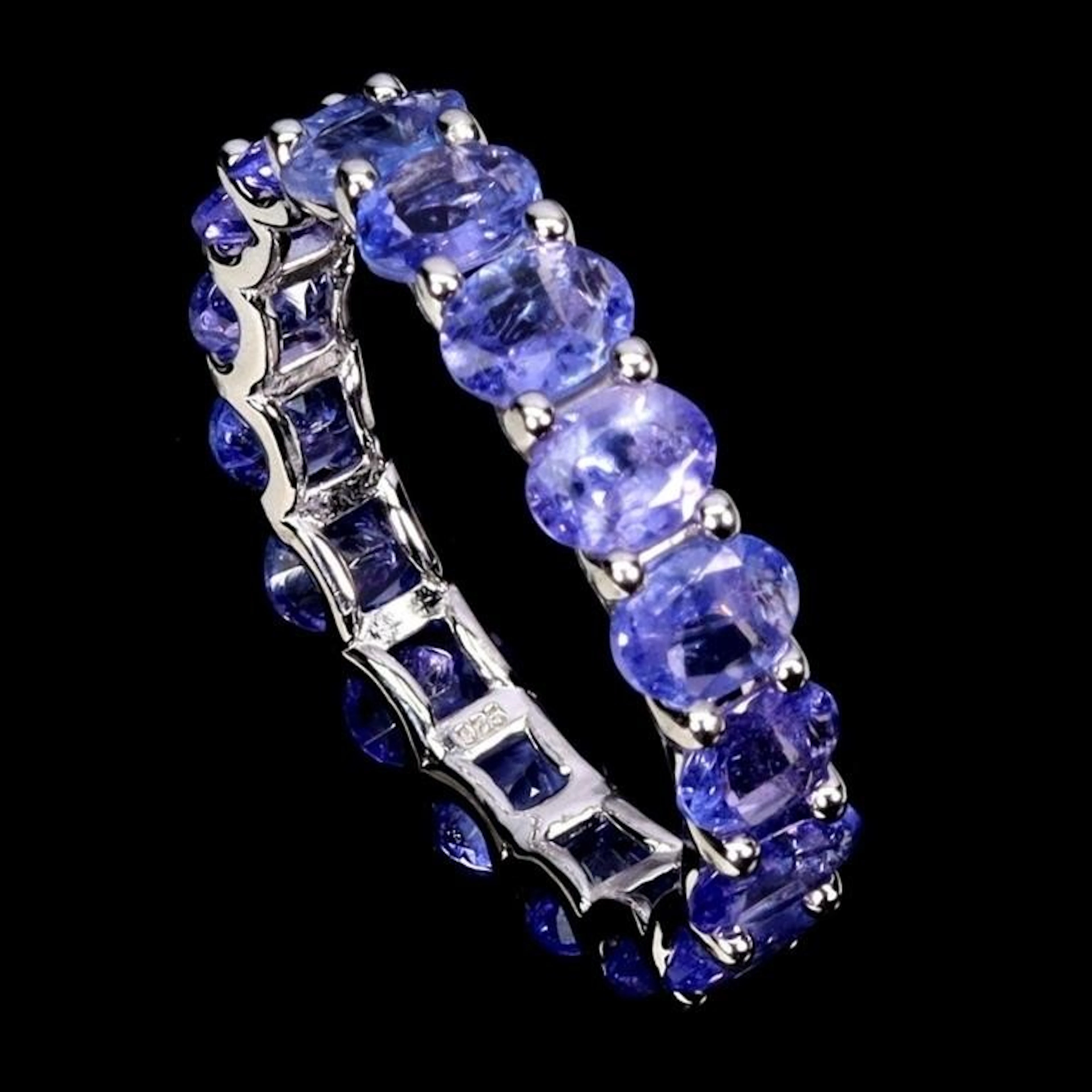 Natural Oval Tanzanite Eternity Ring