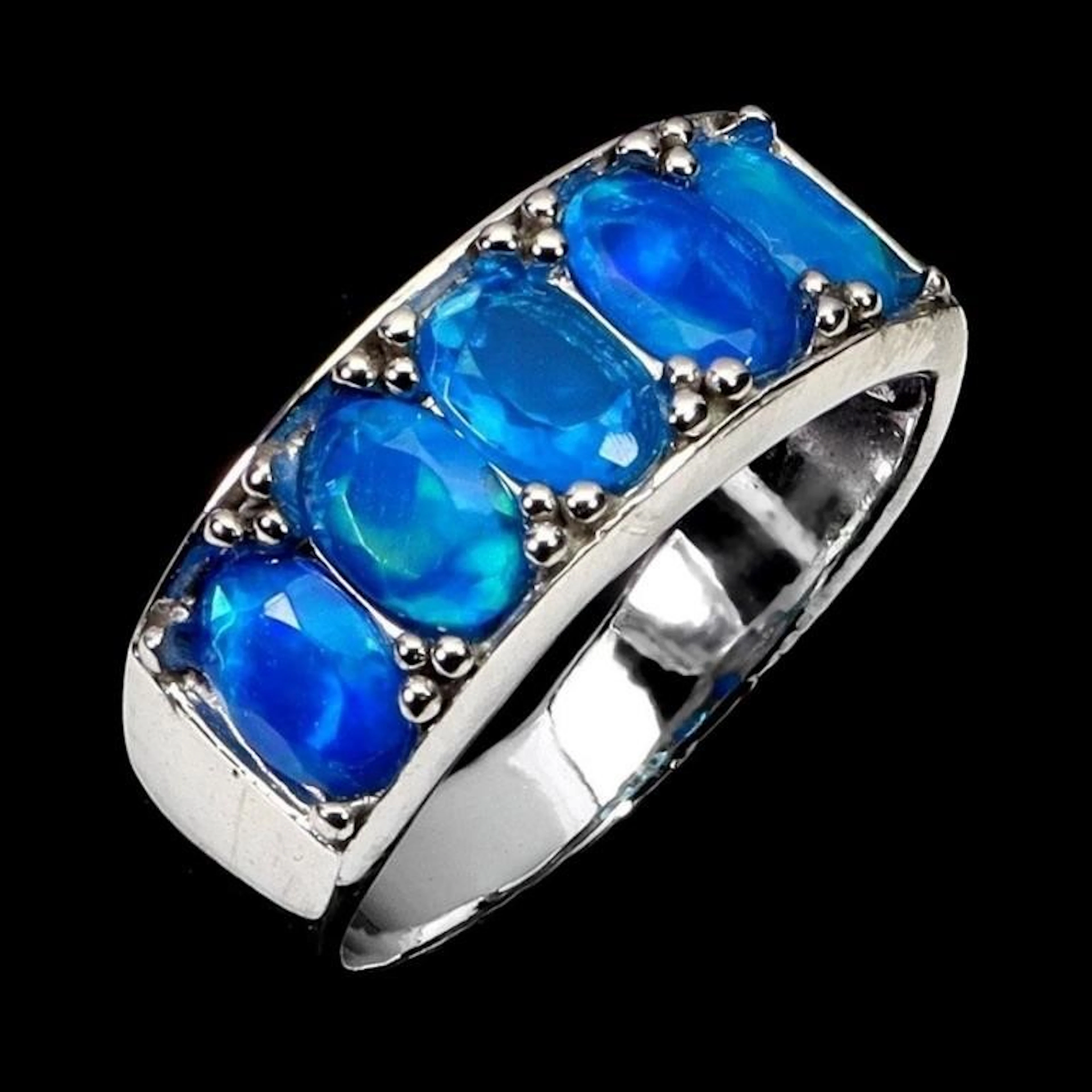 Natural Ethopian Blue Opal Ring