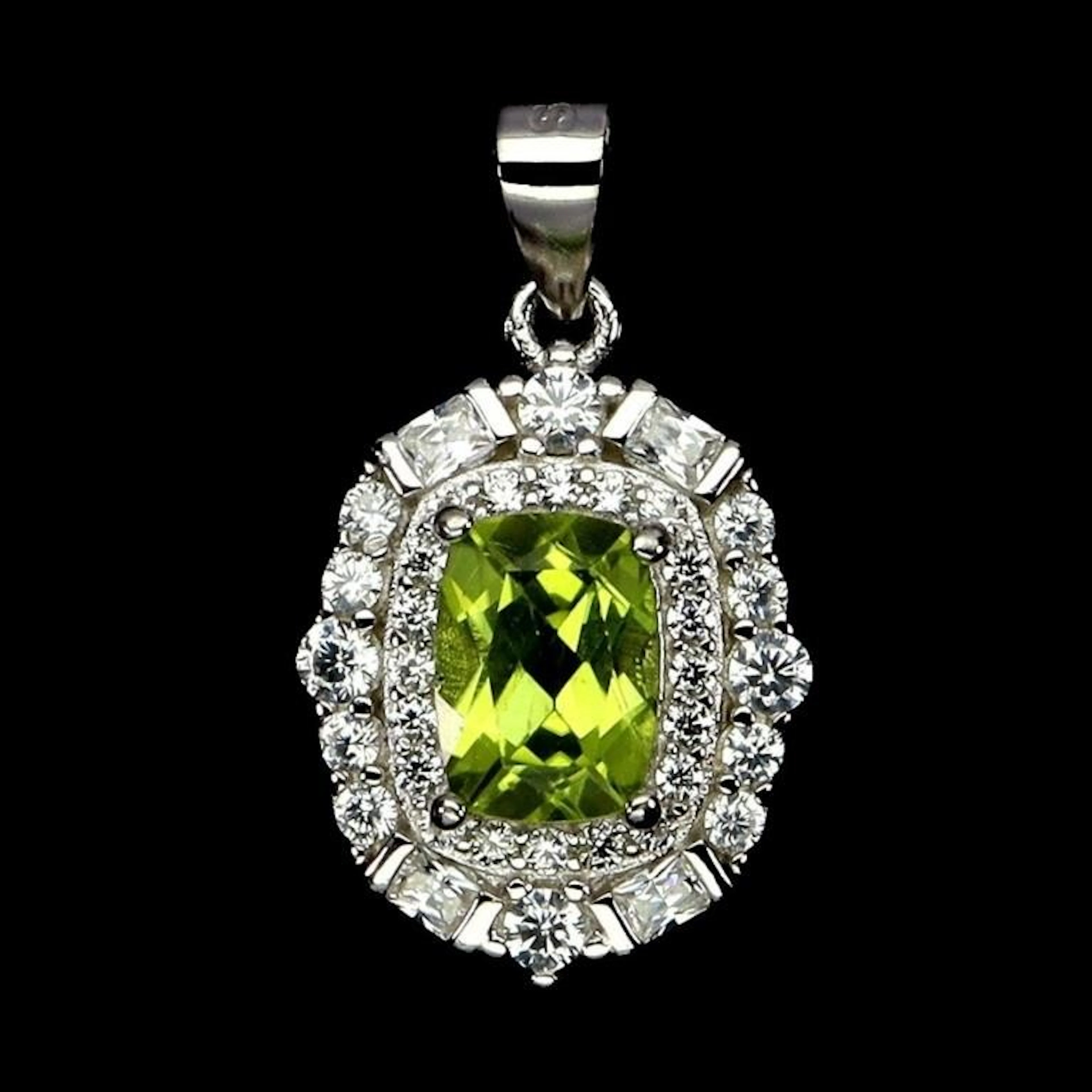 Natural Cushion Peridot Pendant