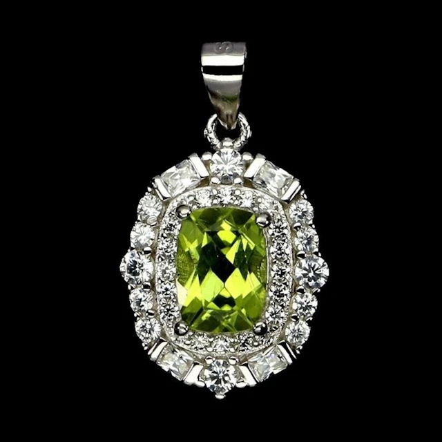 Natural Cushion Peridot Pendant