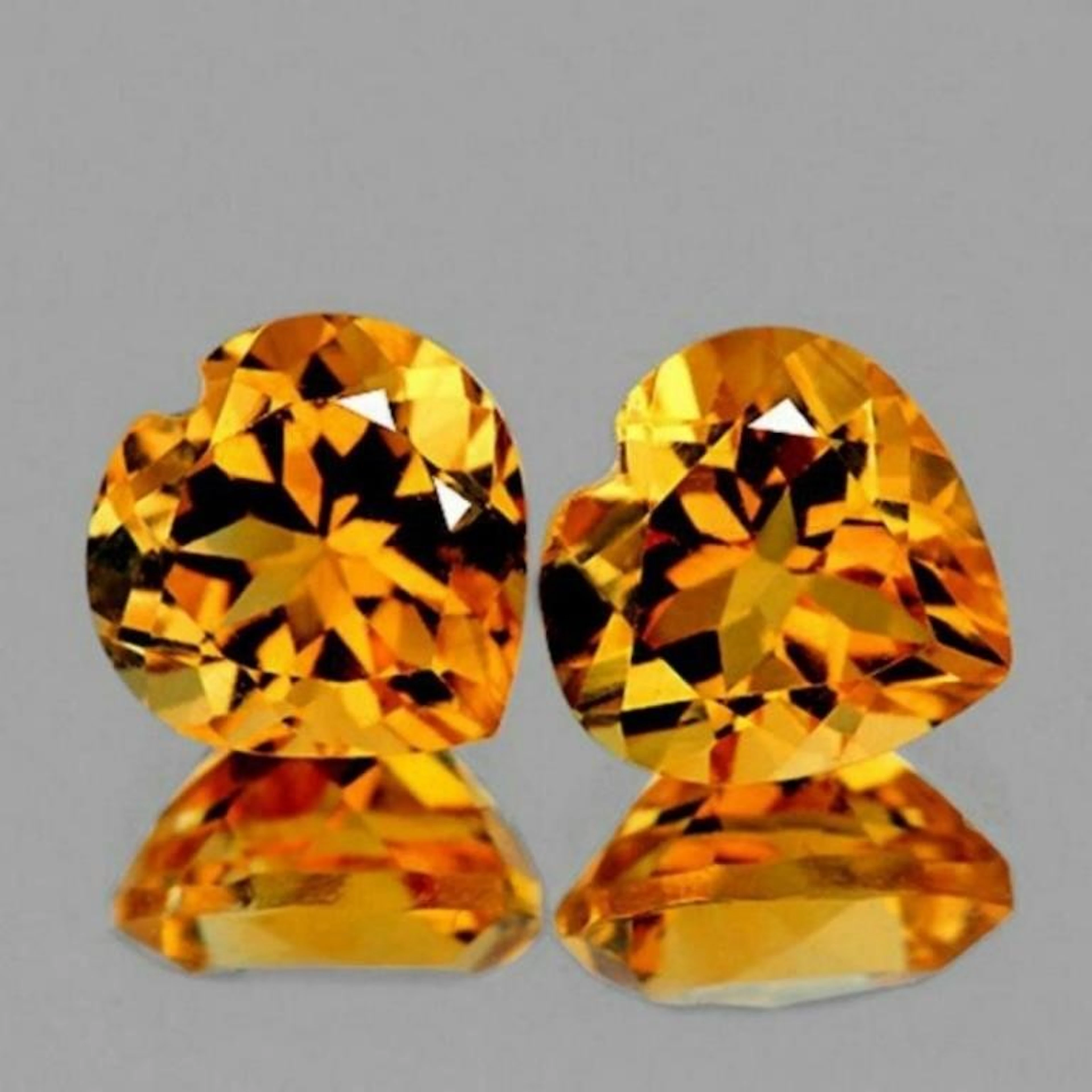 NATURAL GOLDEN YELLOW CITRINE Heart Pair 11 MM - F