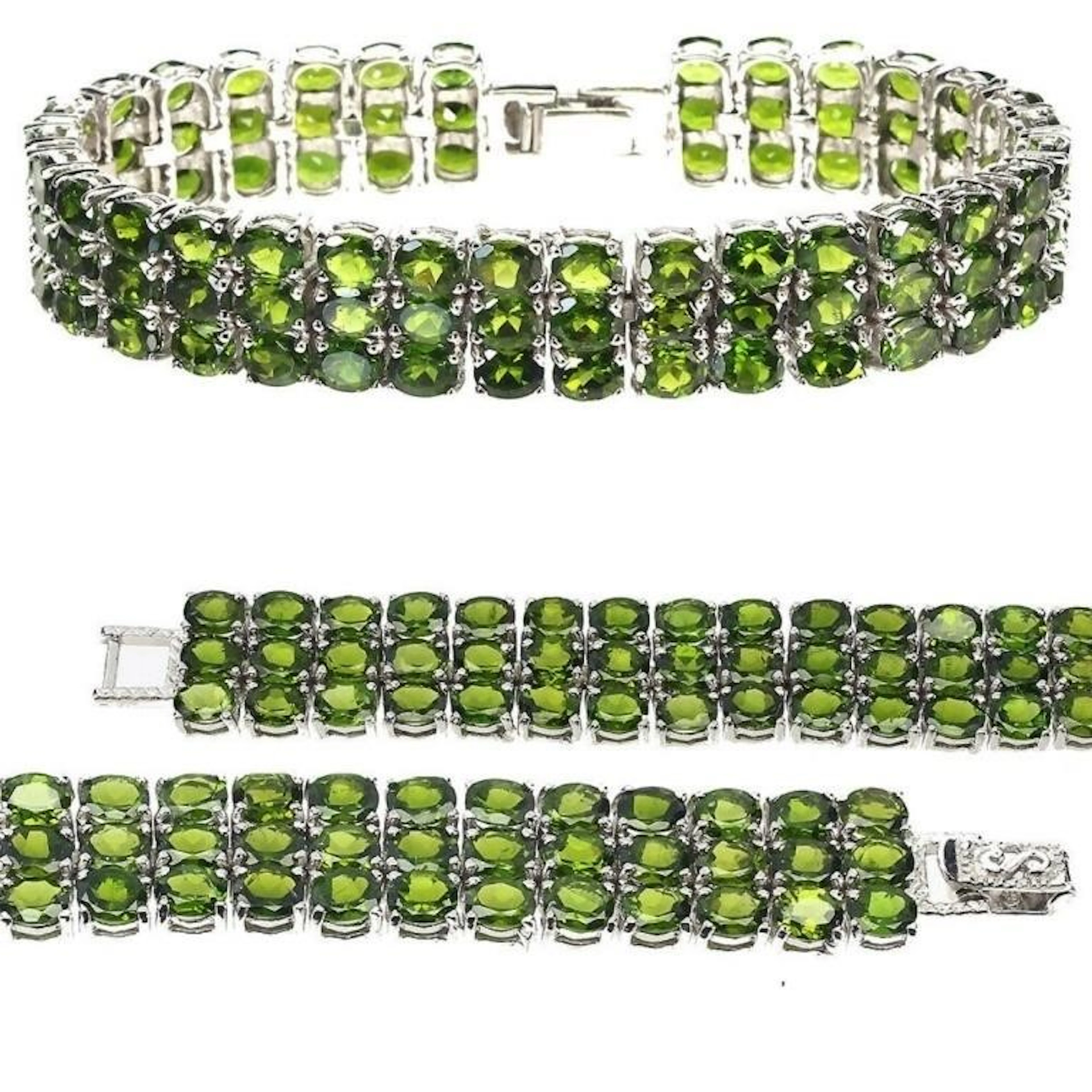 Natural Unheated Chrome Diopside Bracelet