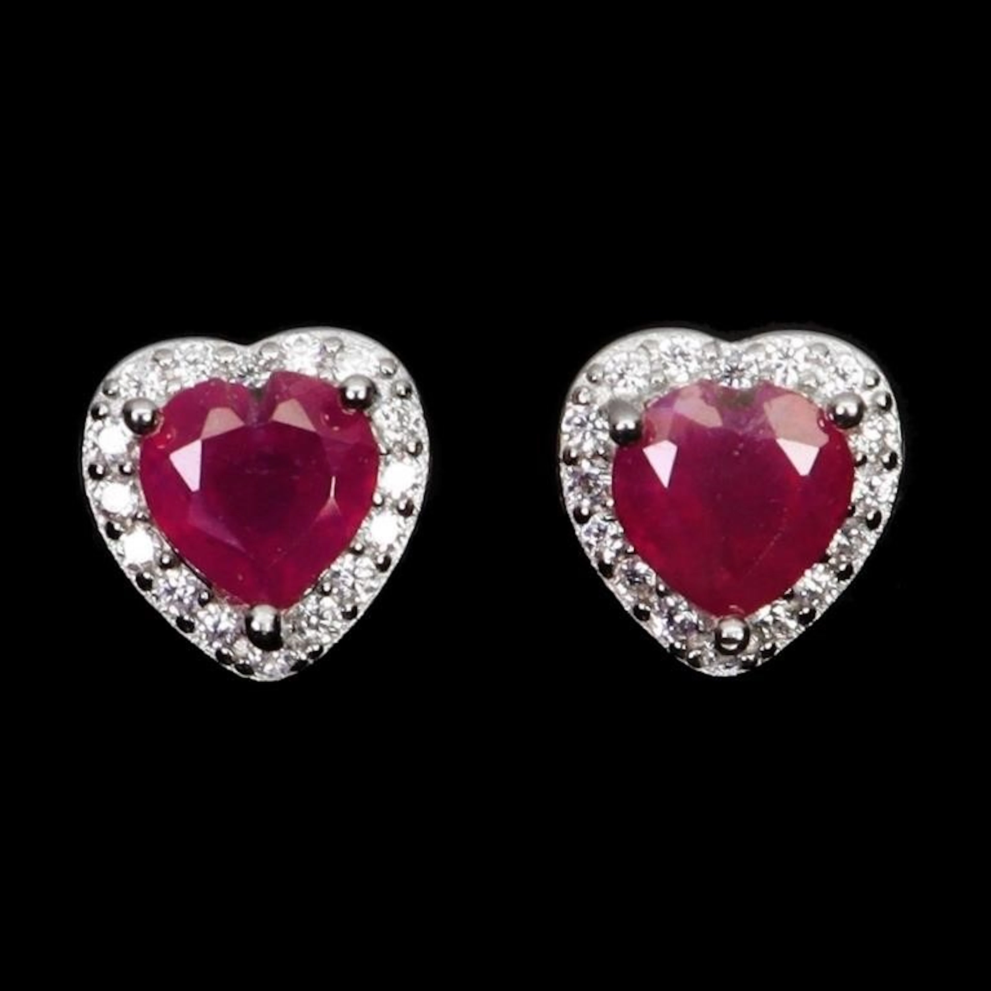 Natural Red Heart Ruby Earrings