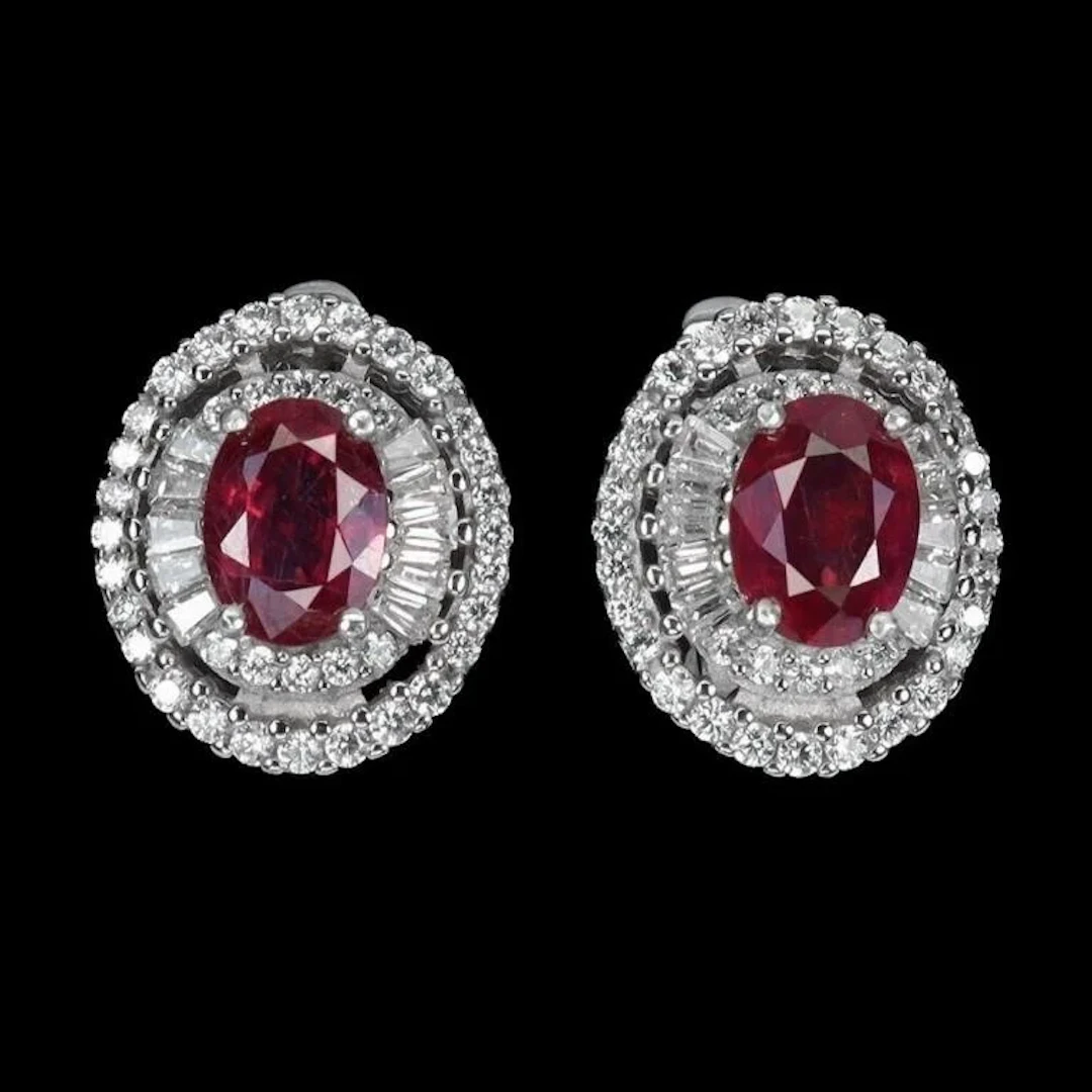 Natural Pigeon Blood Red Ruby Earrings
