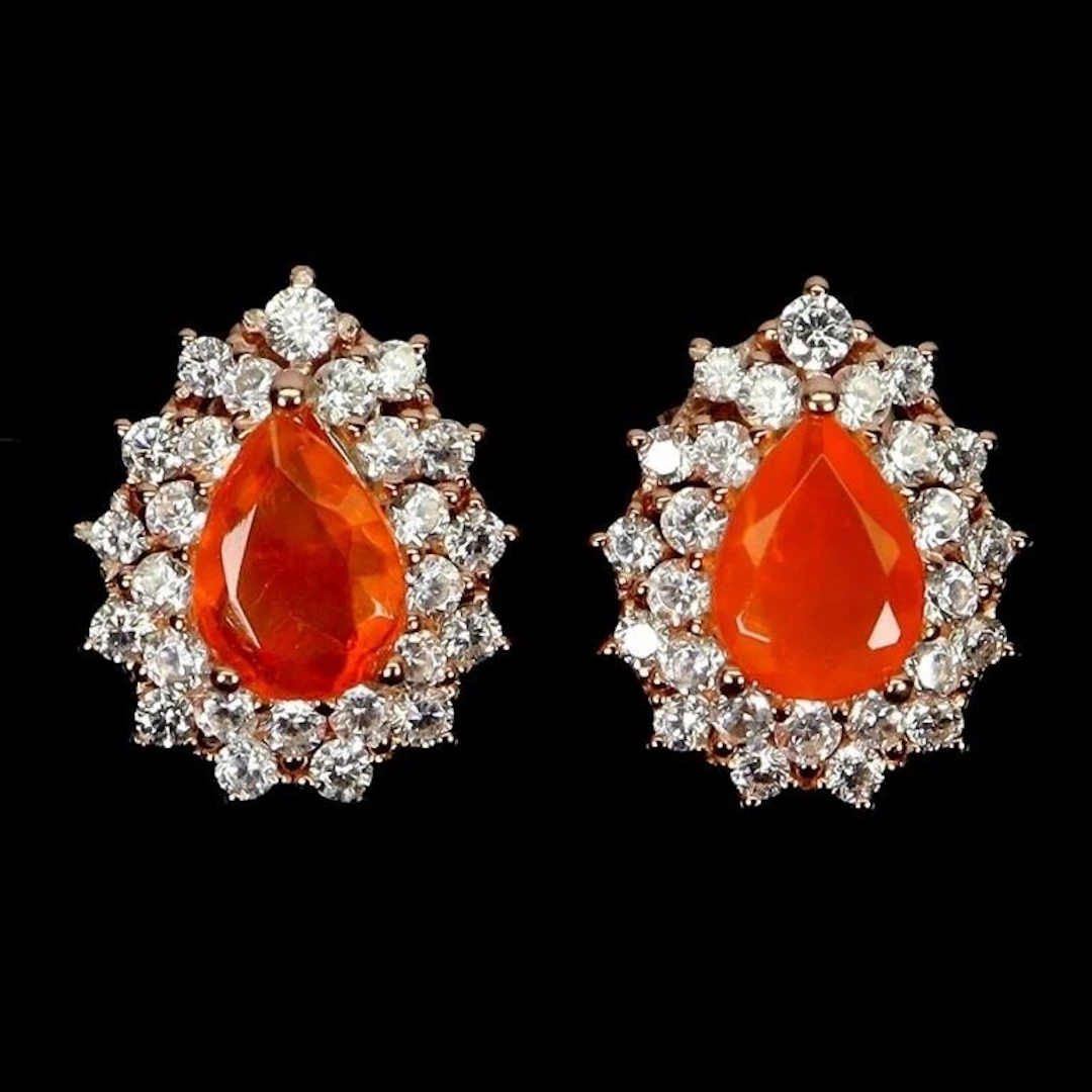 Natural Ethopiam Orange Opal Earrings