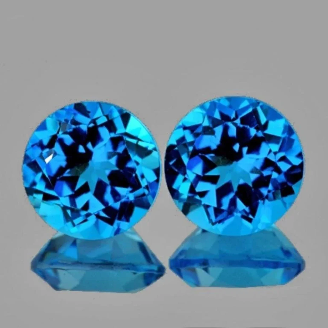 Natural Swiss Blue Topaz Pair {Flawless-VVS1}