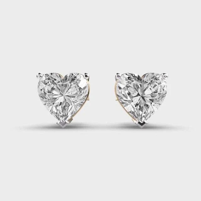 Gold & White Diamonds 5 Cts Hearts Ear Studs